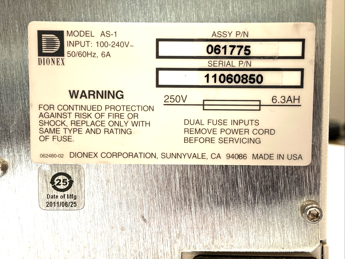 061775 | Dionex AS-1 Autosampler 100-240V 50/60Hz 6A - For parts or not working - Maverick Industrial Sales