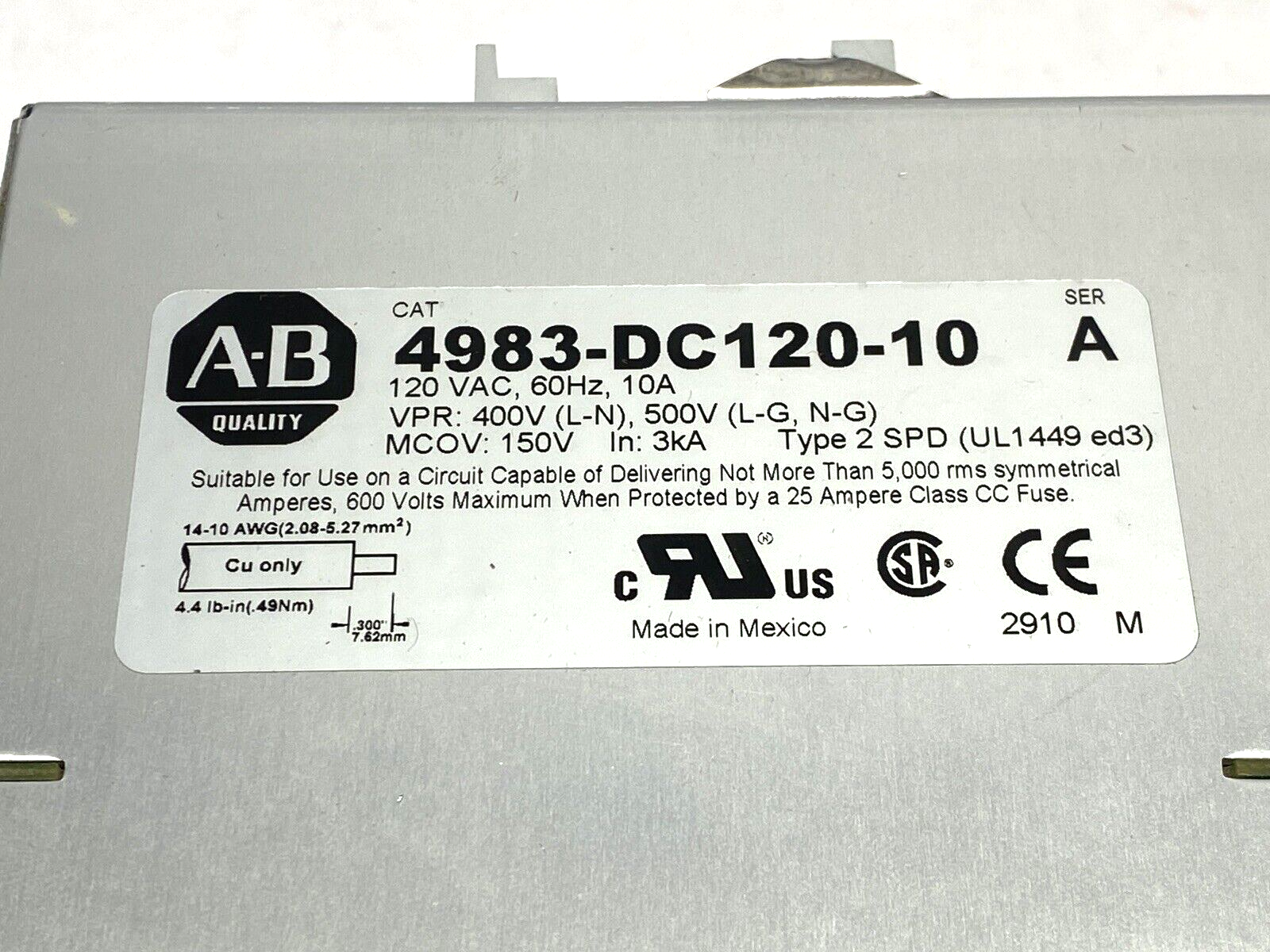 Allen Bradley 4983-DC120-10 Filter/ Surge Protector 10A 120VAC - Maverick Industrial Sales