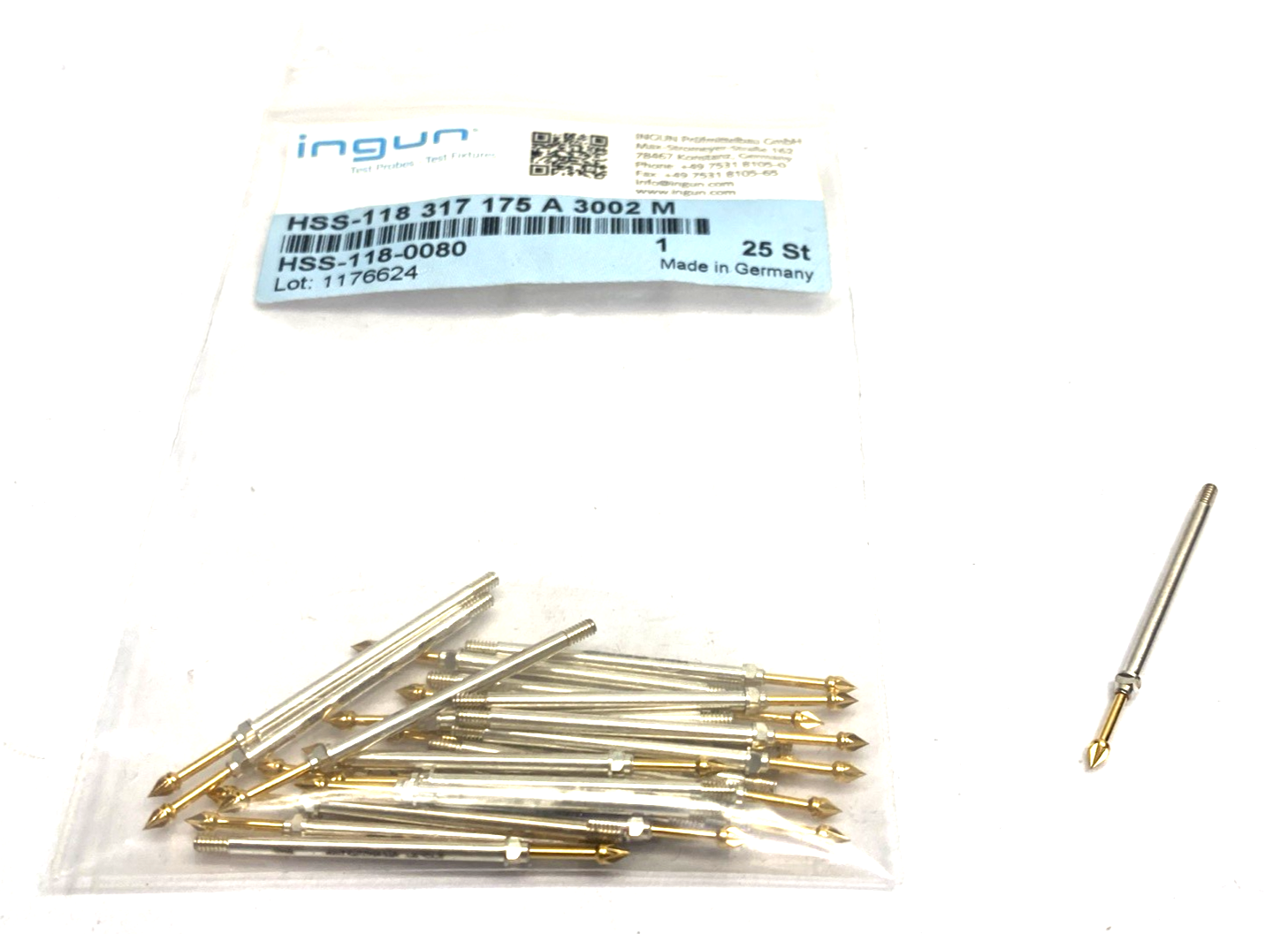 Ingun HSS-118 317 175 A 3002 M High Current Test Probe HSS-118-0080 LOT OF 25 - Maverick Industrial Sales