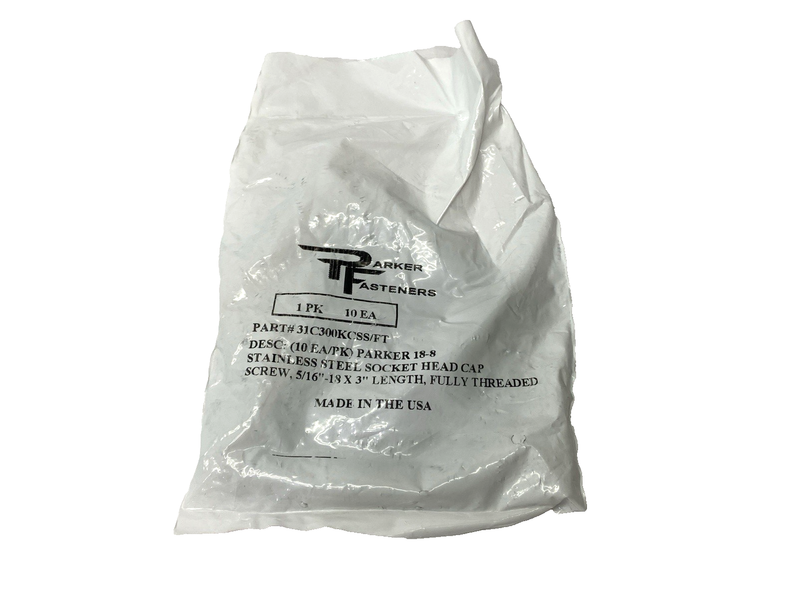 31C300KCSS/FT | Parker Fasteners Socket Cap Screw 5/16"-18 X 3" Length PKG OF 10 - New – Open box - Maverick Industrial Sales