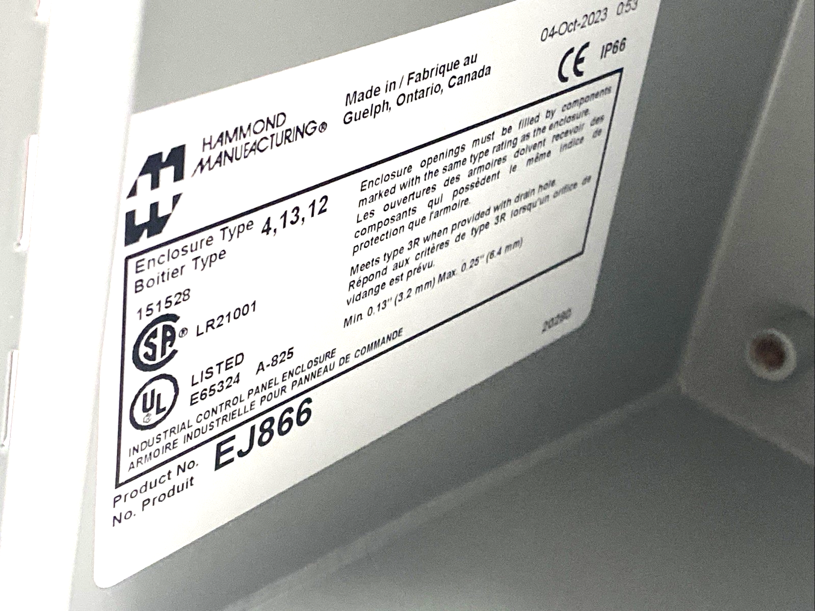 Hammond EJ866 Wal Mont Enclosure 8" x 6" x 6", Light Gray - Maverick Industrial Sales