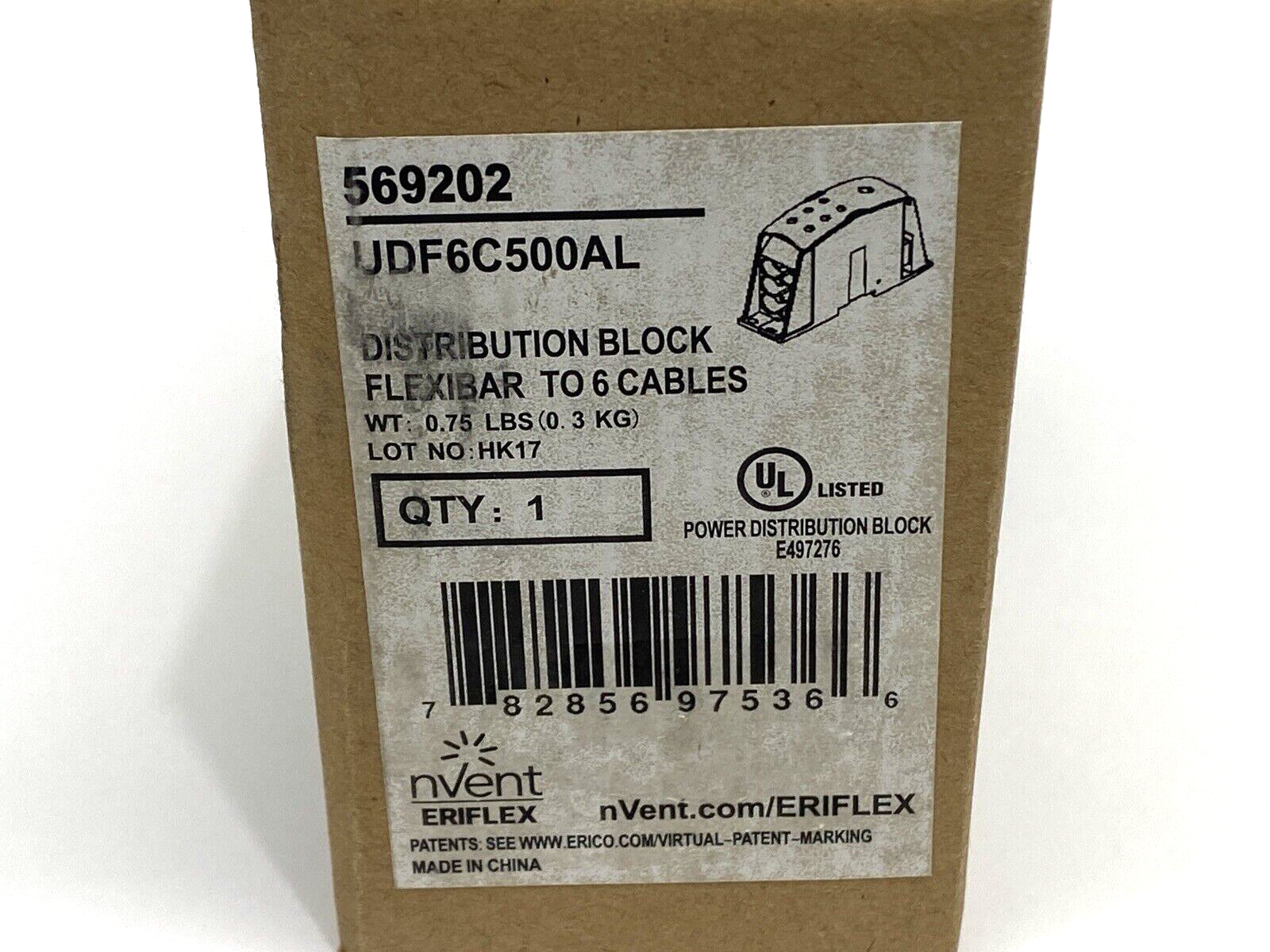 UDF6C500AL, 569202 | Nvent Eriflex UDF6C500AL Distribution Block Single-Pole 569202 - New - Maverick Industrial Sales
