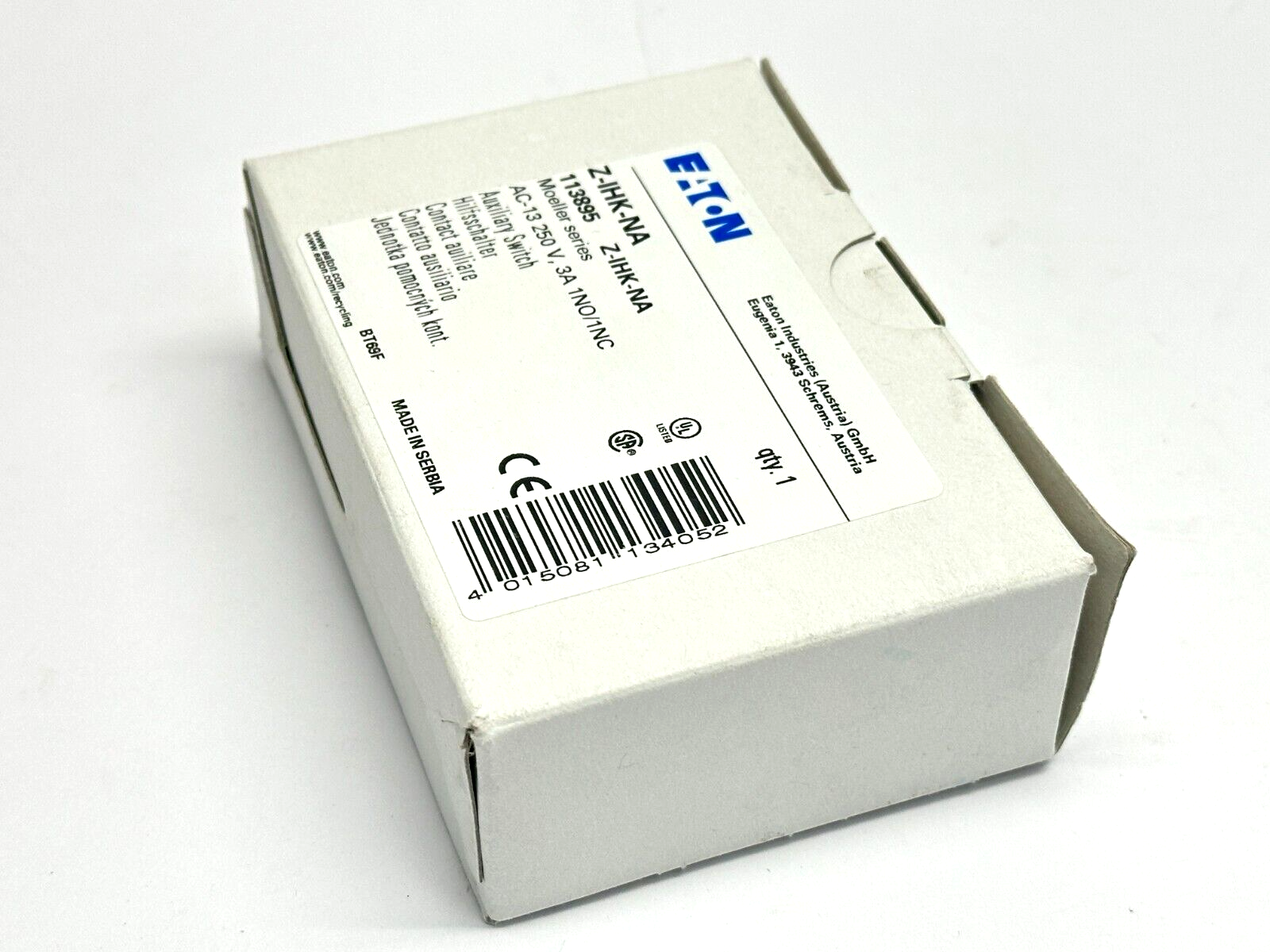 Eaton Z-IHK-NA Auxiliary Contact Switch Module 3A 250V BT69F 113895 - Maverick Industrial Sales