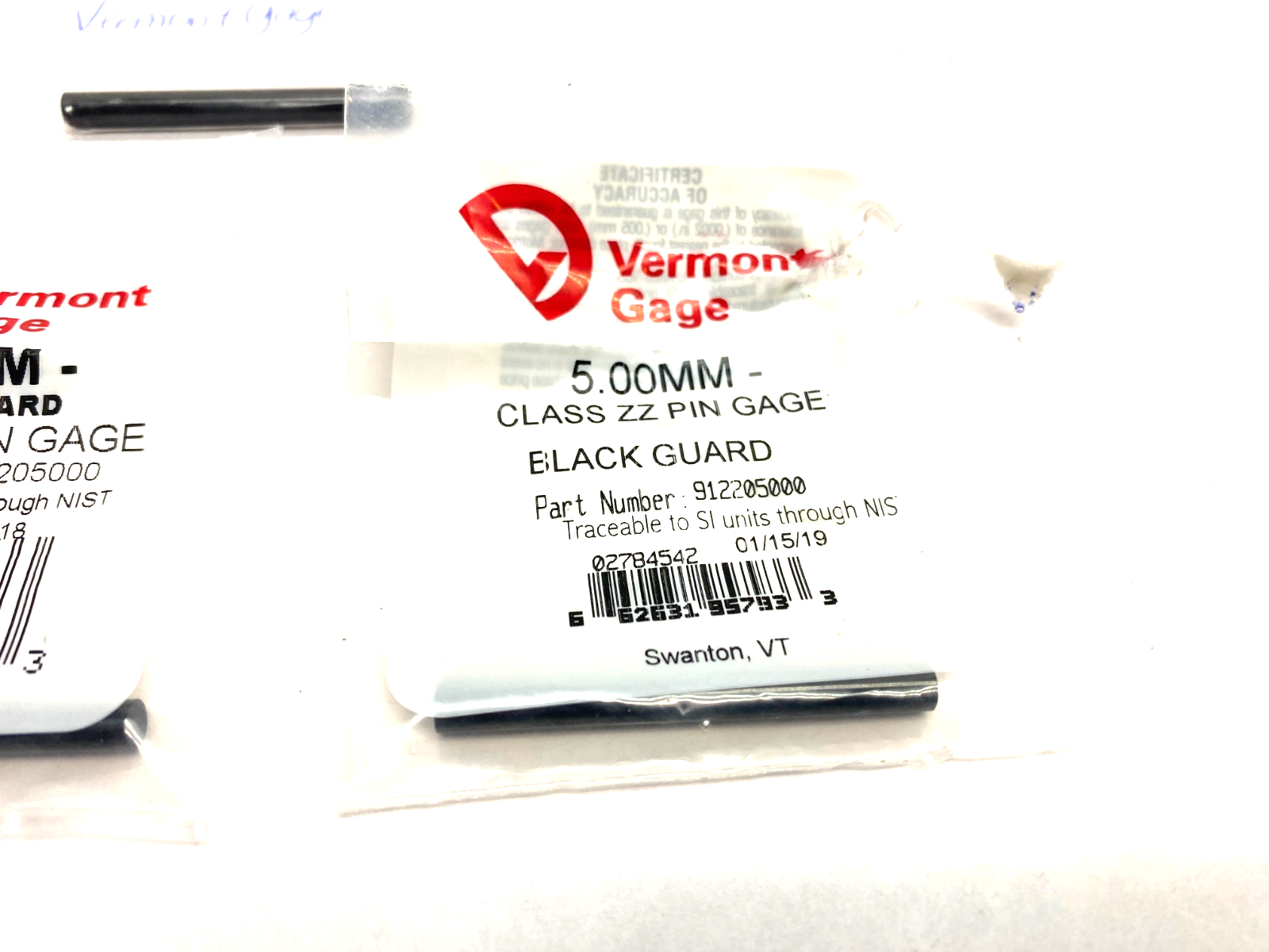 Vermont Gage 912205000 Class ZZ Black Guard Pin Gage LOT OF 5 - Maverick Industrial Sales