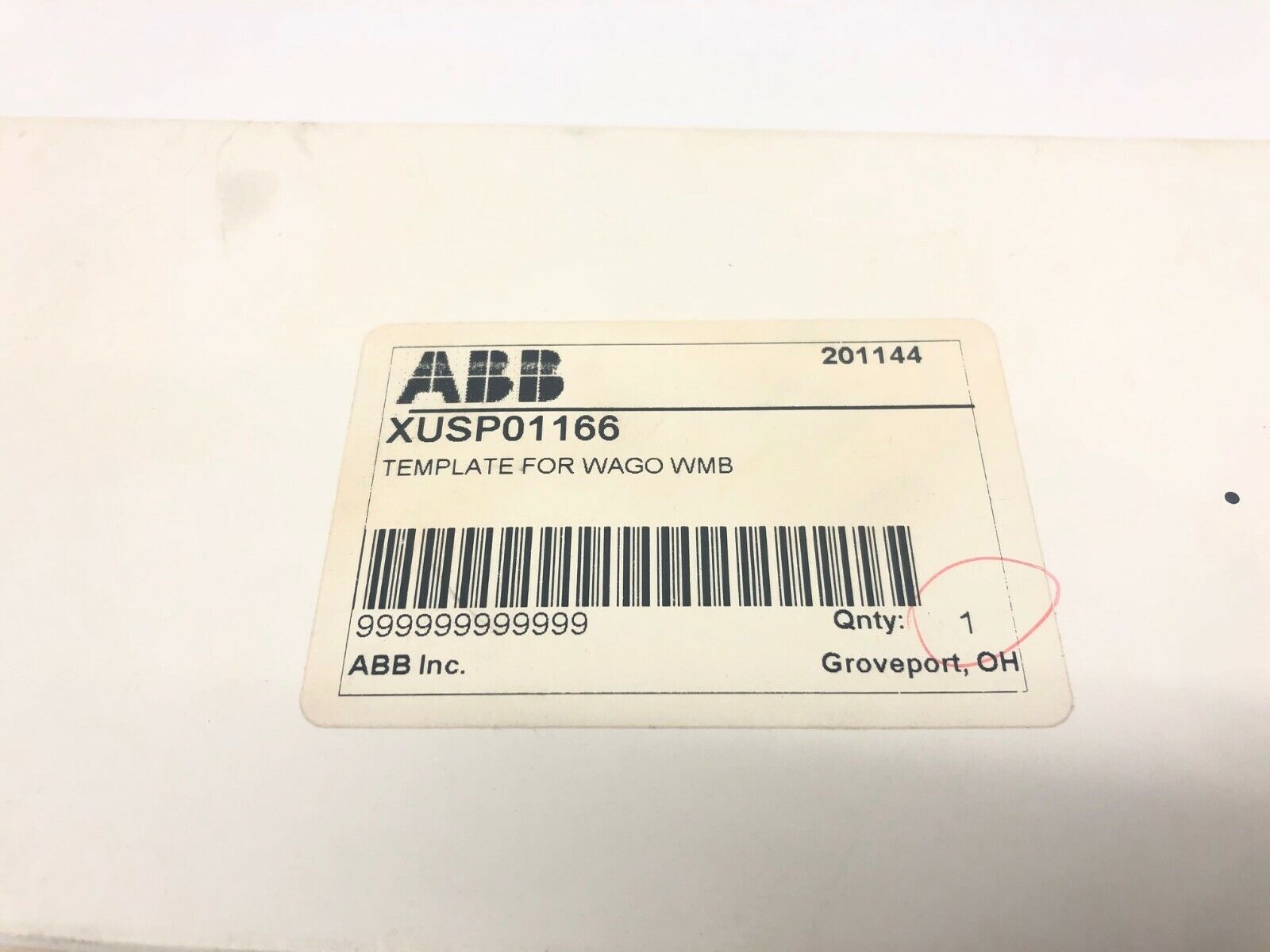 ABB XUSP01166 Template For WAGO WMB, 201144 - Maverick Industrial Sales