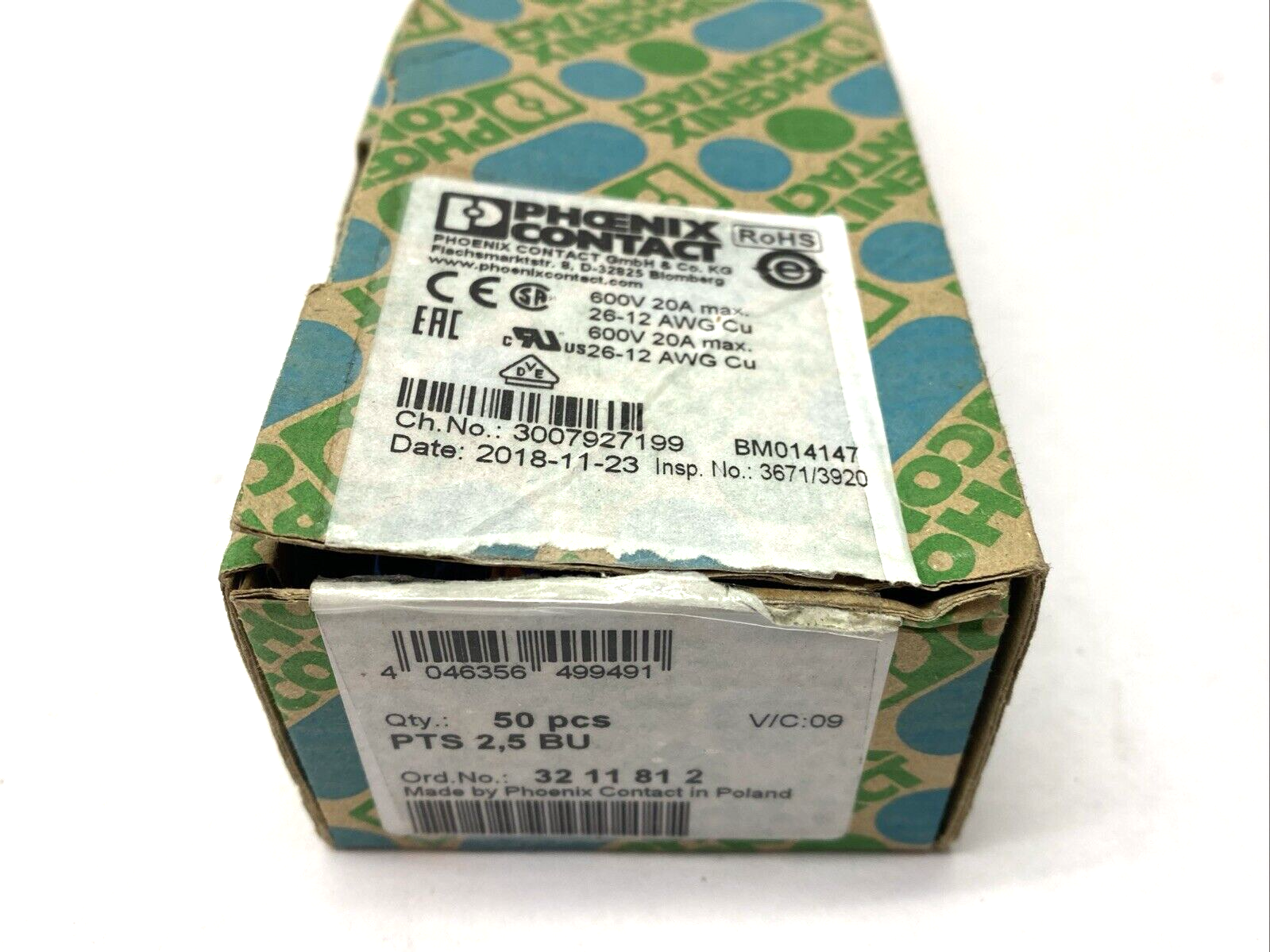 Phoenix Contact 3211922 Disconnect Terminal Block PTS 2,5 BU LOT OF 50 - Maverick Industrial Sales