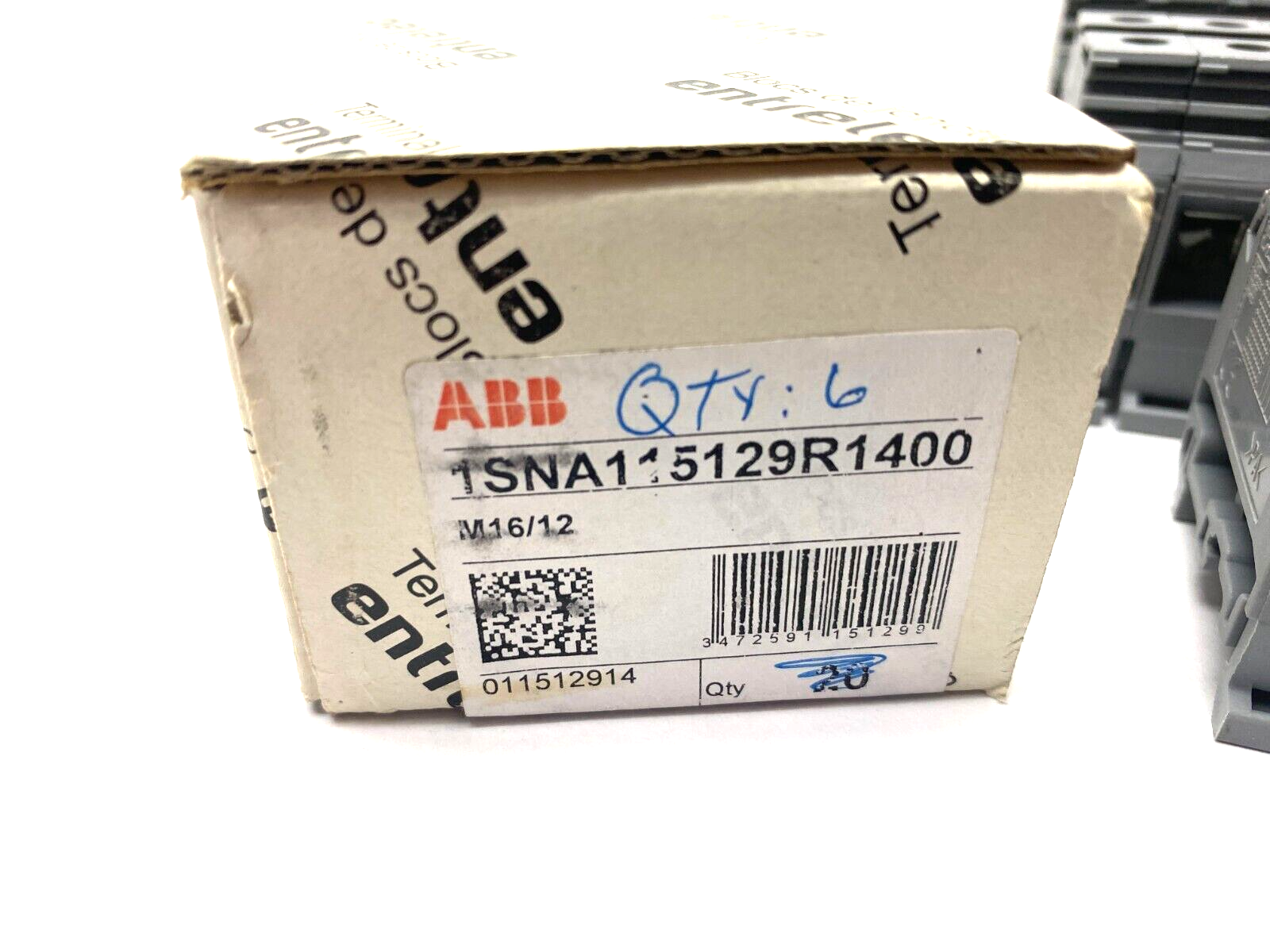 ABB Entrelec 1SNA115129R1400 Feed-Through Terminal Block Gray 12mm BOX OF 12 - Maverick Industrial Sales