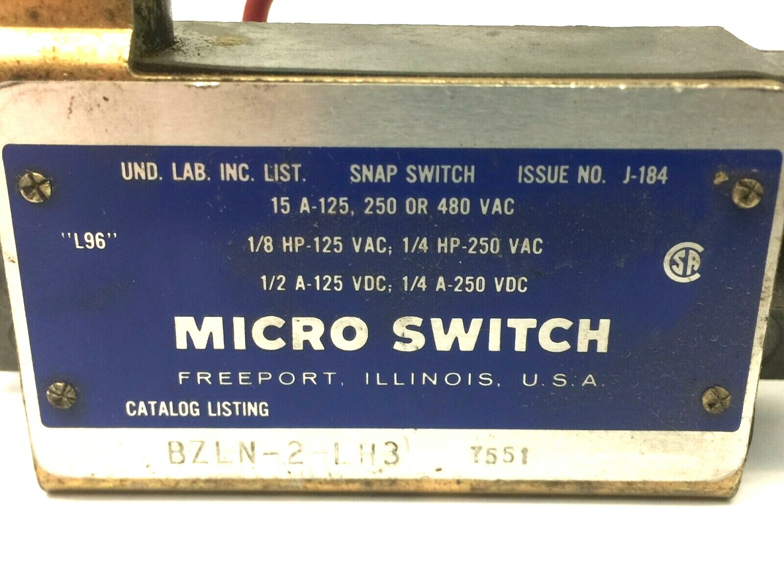 Honeywell Micro Switch BZLN-2-LH3 Limit Switch Enclosed SPDT 15 Amps NO/NC - Maverick Industrial Sales