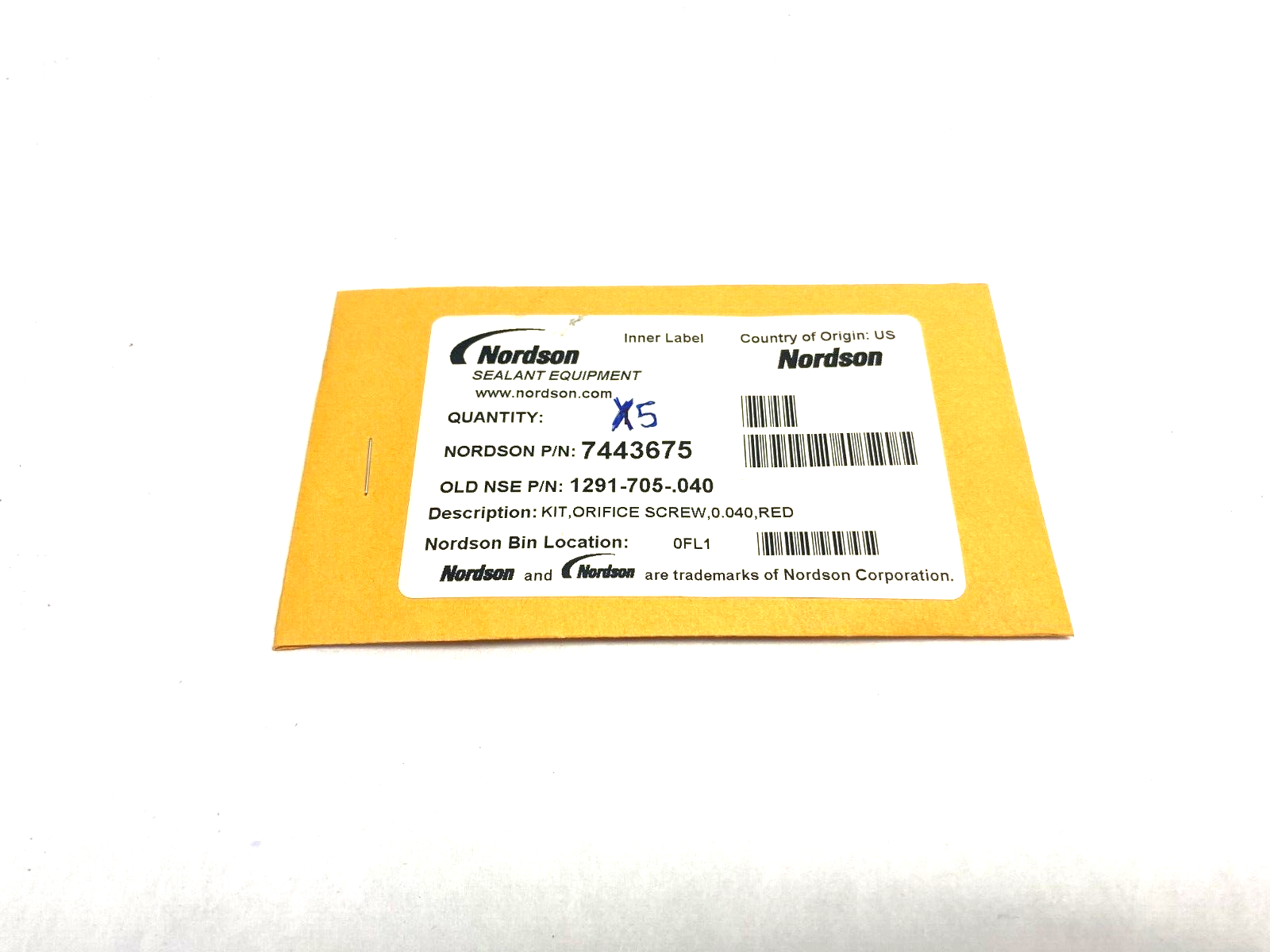 Nordson 7443675 Orifice Screw Kit, 0.040, Red PKG OF 5 - Maverick Industrial Sales