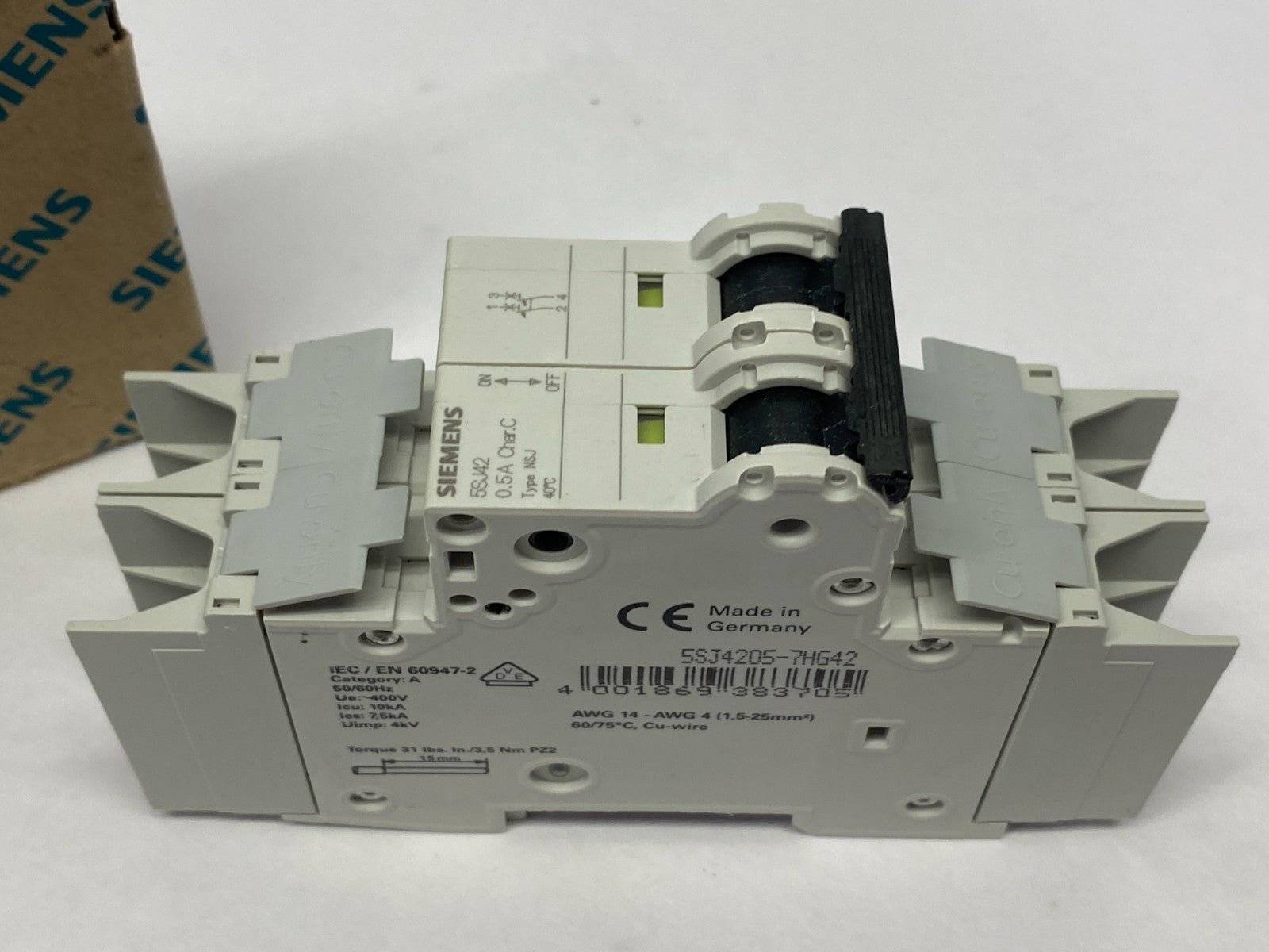 Siemens 5SJ4205-7HG42 Circuit Breaker, 2-Pole, C-Trip, 10kA - Maverick Industrial Sales