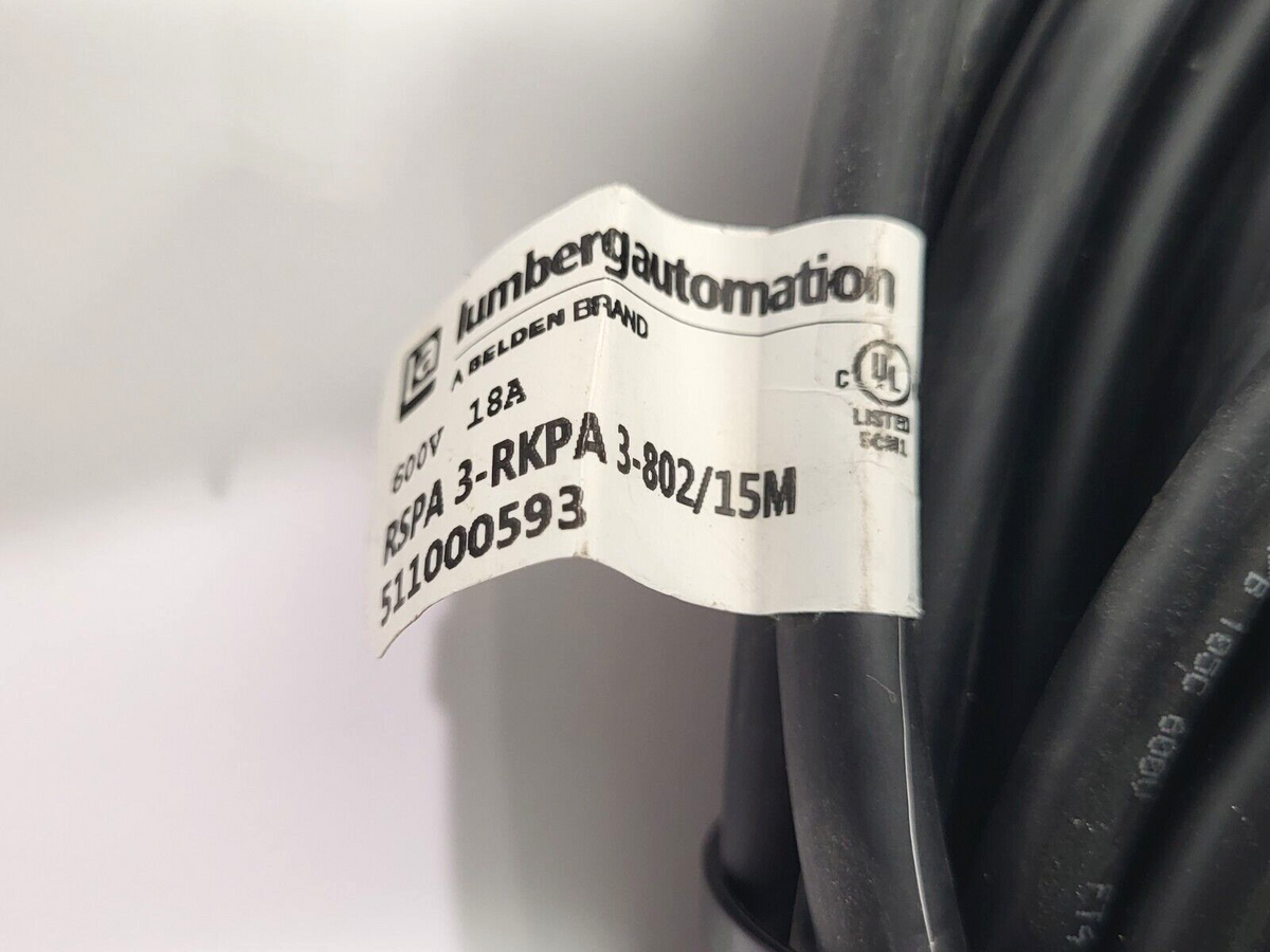 RSPA 3-RKPA 3-802/15M, 511000593 | Lumberg Automation RSPA 3-RKPA 3-802/15M Double-Ended Cordset 3-Pin 511000593 - Used - Maverick Industrial Sales