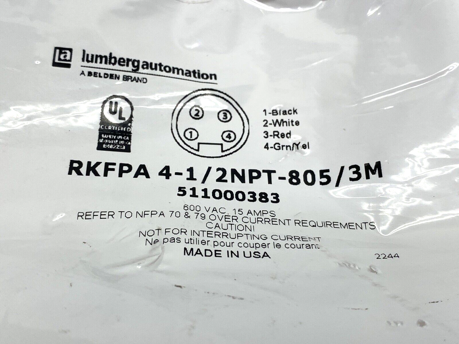 RKFPA 4-1/2NPT-805/3M, 511000383 | Lumberg Automation RKFPA 4-1/2NPT-805/3M Power Receptacle Connector 511000383 - New - Maverick Industrial Sales