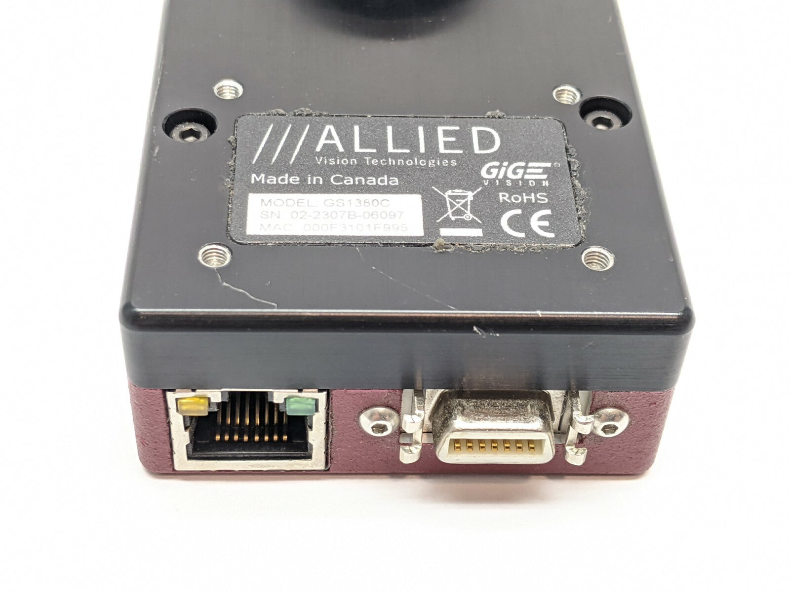 Allied Vision GS1380C GigE Prosilica GS Right Angle CCD Camera Gigabit Ethernet - For parts or not working - Maverick Industrial Sales