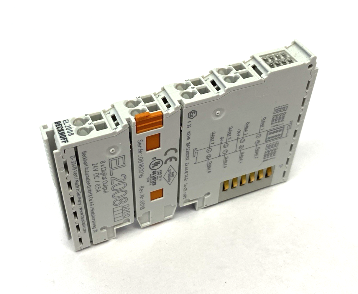 Beckhoff EL2008 EtherCAT Terminal, 8-channel digital output, 24 V DC, 0.5 A - Maverick Industrial Sales