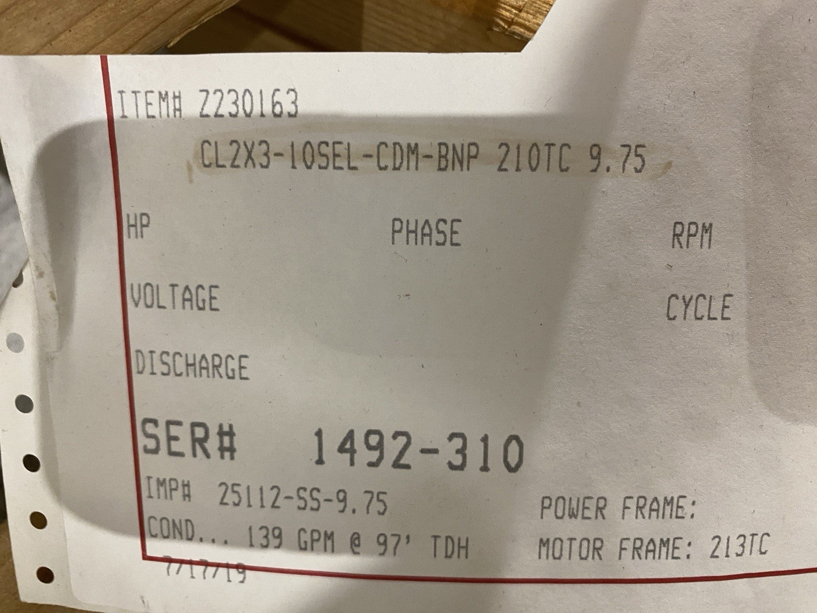 Gusher Pump Z230163 CL2X3-10SEL-CDM-BNP 210C 9.75 139 GPM 97'TDH 213TC FRAME - Maverick Industrial Sales