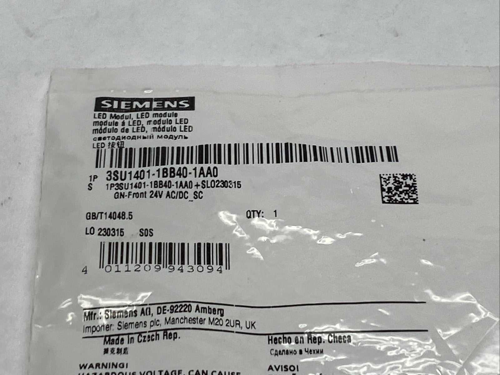 Siemens 3SU1401-1BB40-1AA0 LED Module With Integrated 24V - Maverick Industrial Sales
