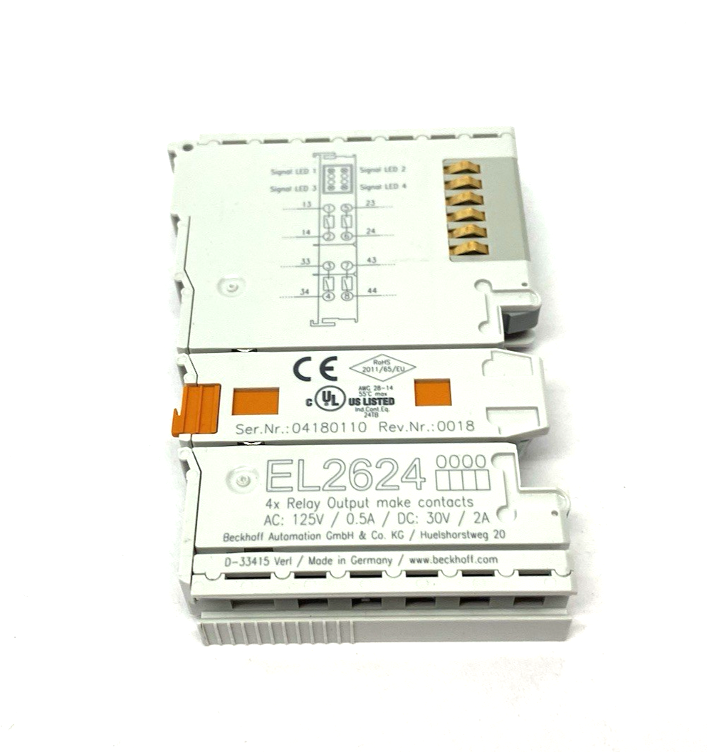 Beckhoff EL2624 EtherCAT Terminal, 4-channel relay output, 125 V AC, 30 V DC - Maverick Industrial Sales