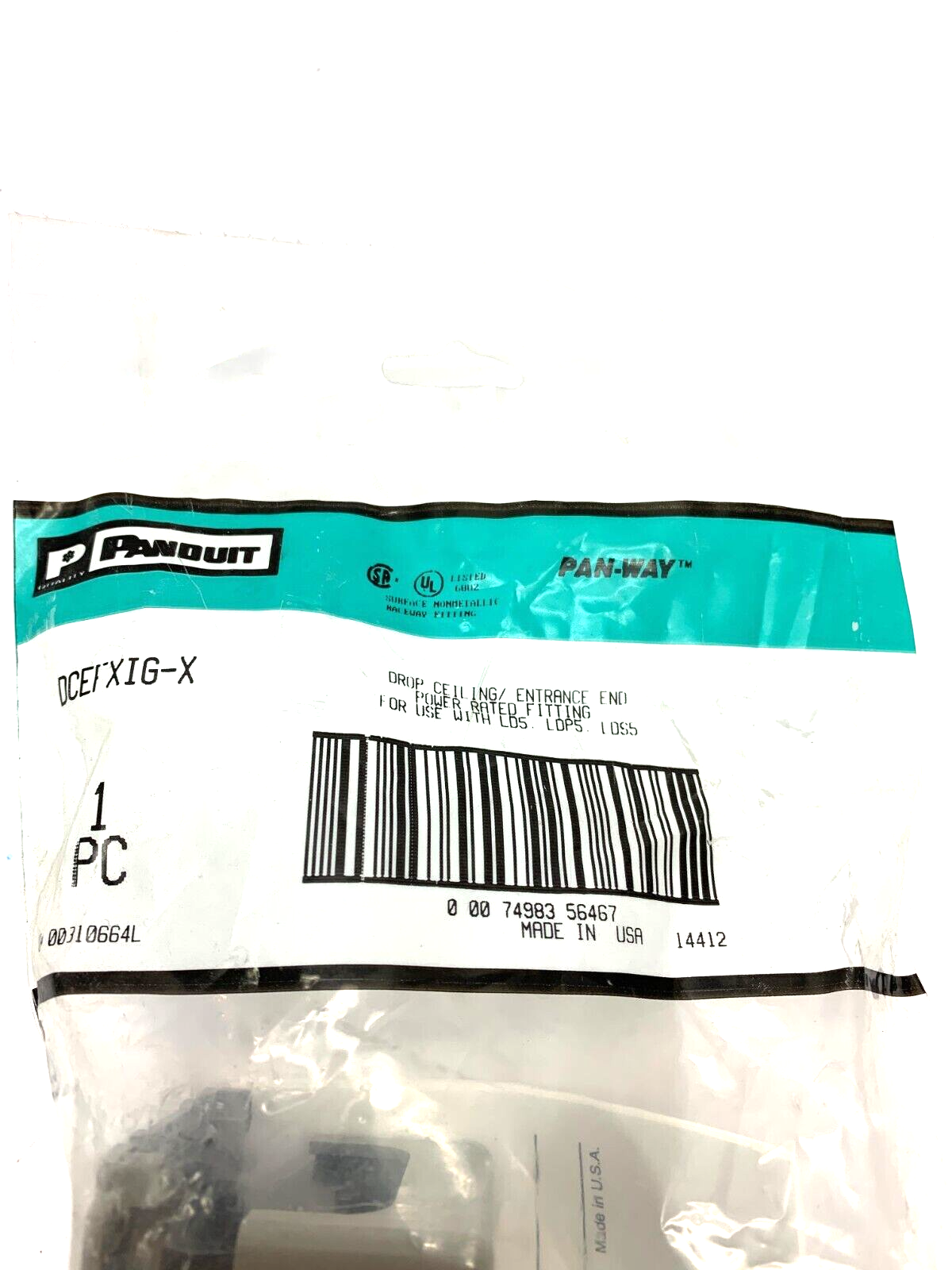 Panduit DCEFXIG-X Pan-Way Drop Ceiling/Entrance End Power Rated Fitting - Maverick Industrial Sales