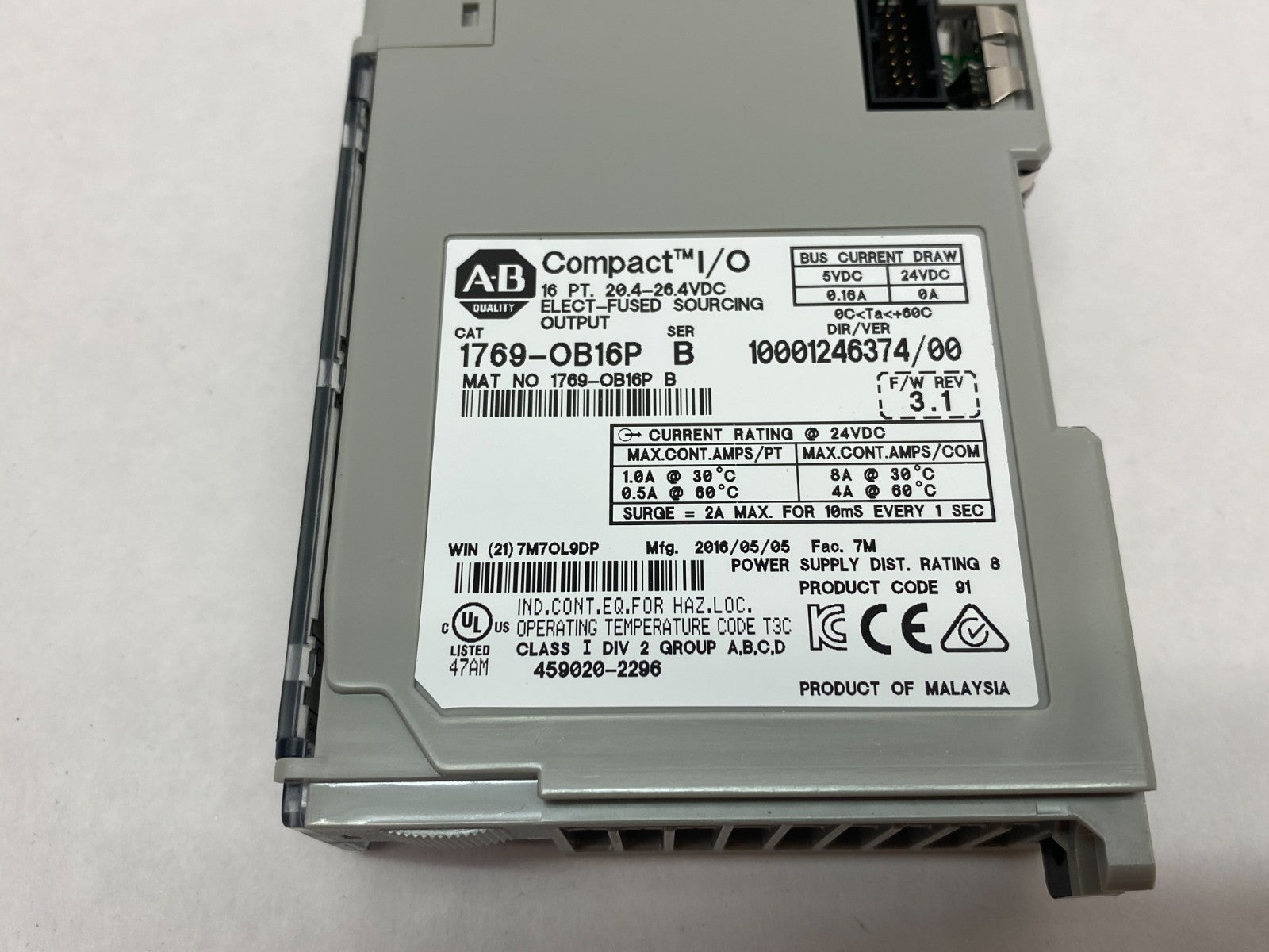 1769-OB16P | Allen Bradley Ser. B Compact I/O 16-Point Sourcing Output Module - Used - Maverick Industrial Sales