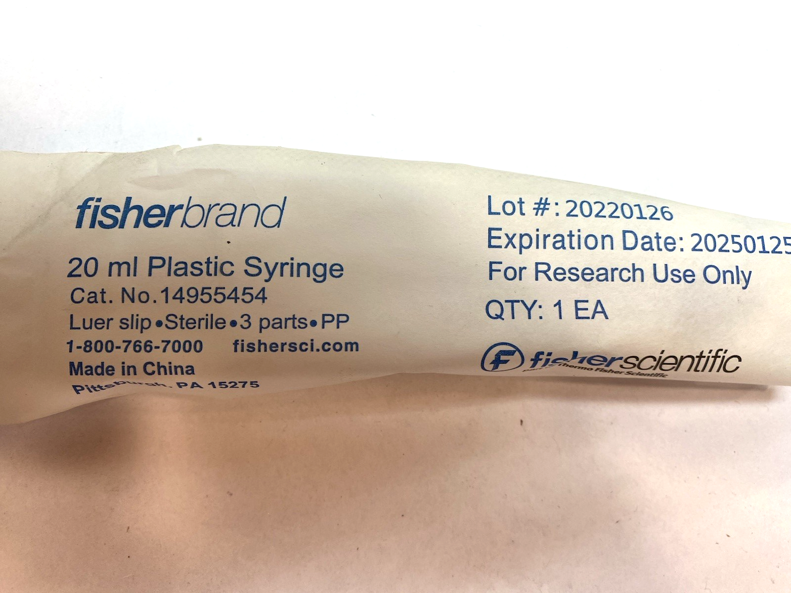 Fisher Scientific 14‑955‑454 20 mL Sterile Plastic Luer Slip Syringe LOT OF 50 - Maverick Industrial Sales