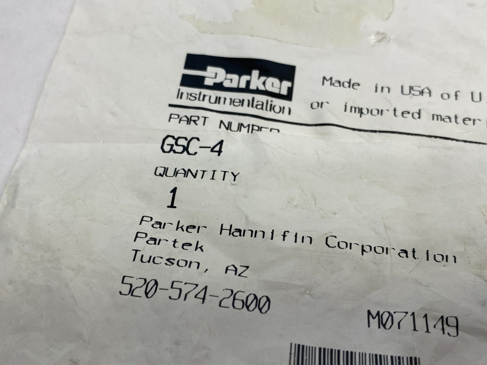 Parker GSC-4 Straight Plastic Connector Clear PFA Panel Mount - Maverick Industrial Sales