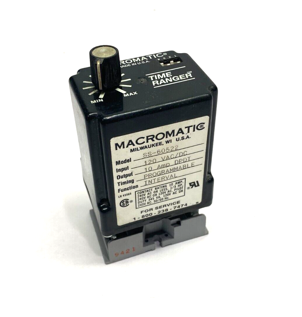 Macromatic SS-60522 Time-Ranger Programmable Interval Timing Relay 120VAC/DC - Maverick Industrial Sales