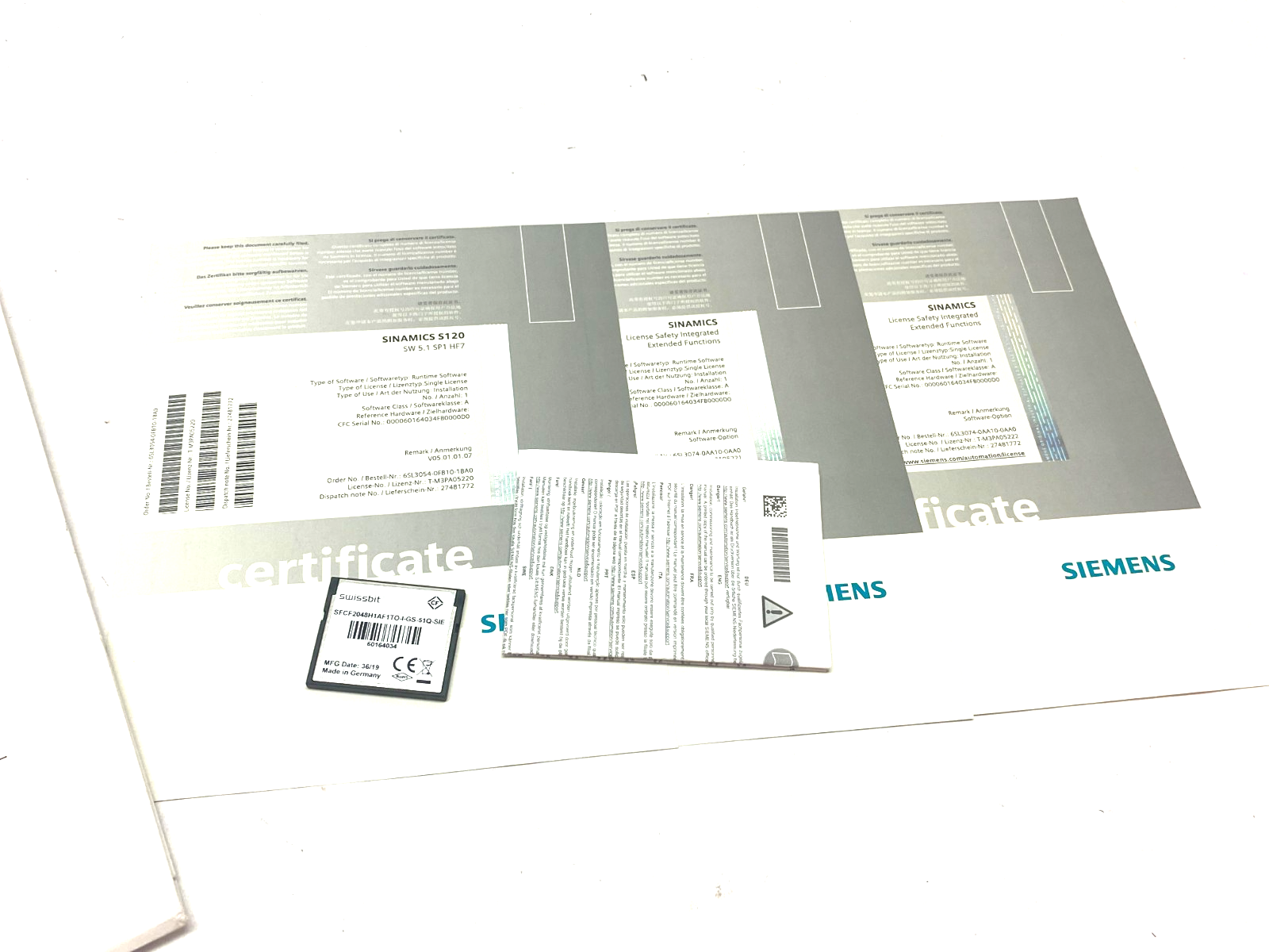 Siemens 6SL3054-0FB10-1BA0-Z SINAMICS S120 CompactFlash Card V5.1 SP1 - Maverick Industrial Sales