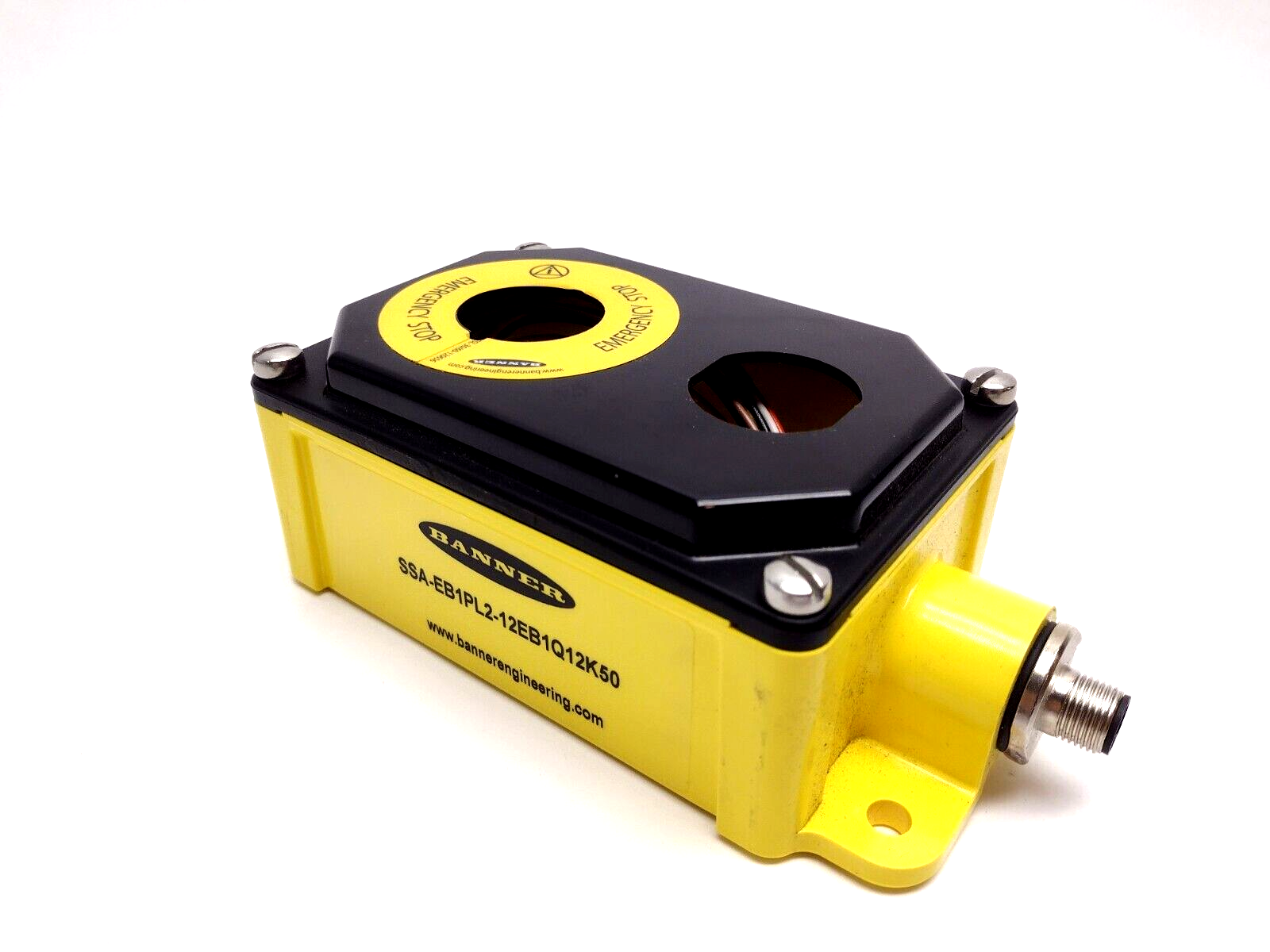 SSA-EB1PL2-12EB1Q12K50 | Banner Engineering Flush-Mount Emergency Stop Enclosure - Used - Maverick Industrial Sales