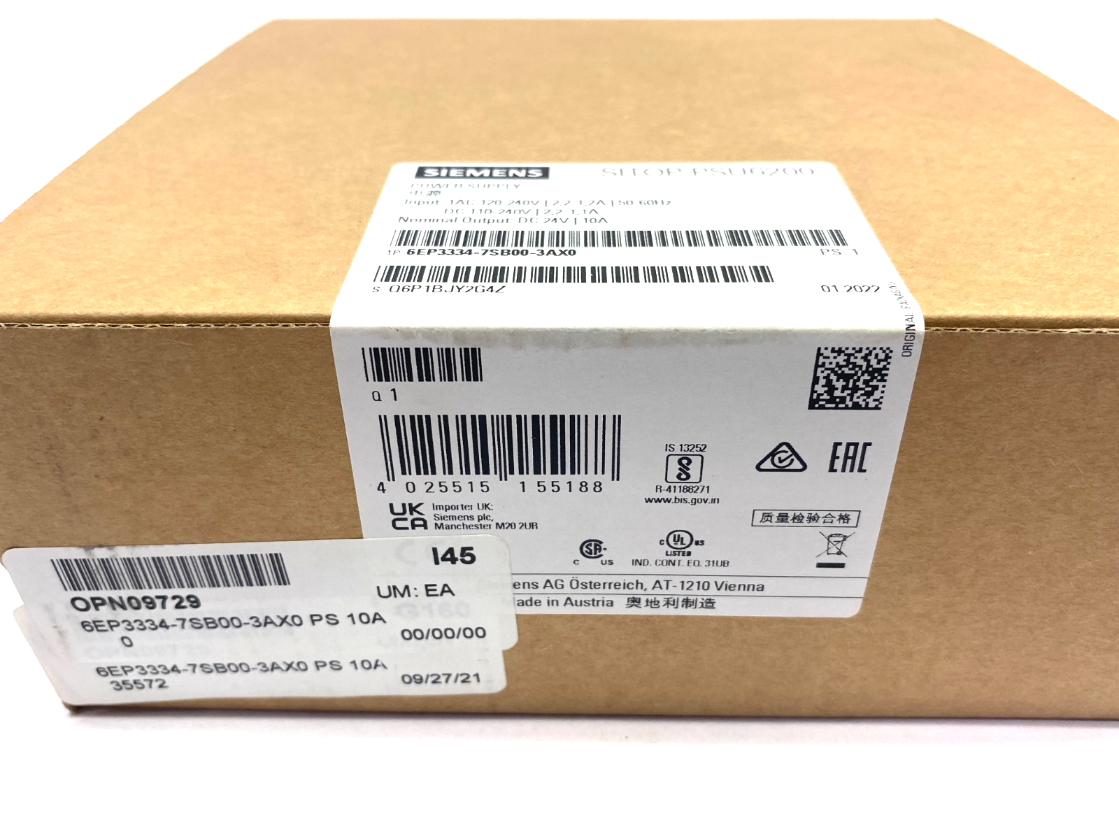 Siemens 6EP3334-7SB00-3AX0 SITOP PSU6200 Stabalized Power Supply 24 V/ 10 A - Maverick Industrial Sales