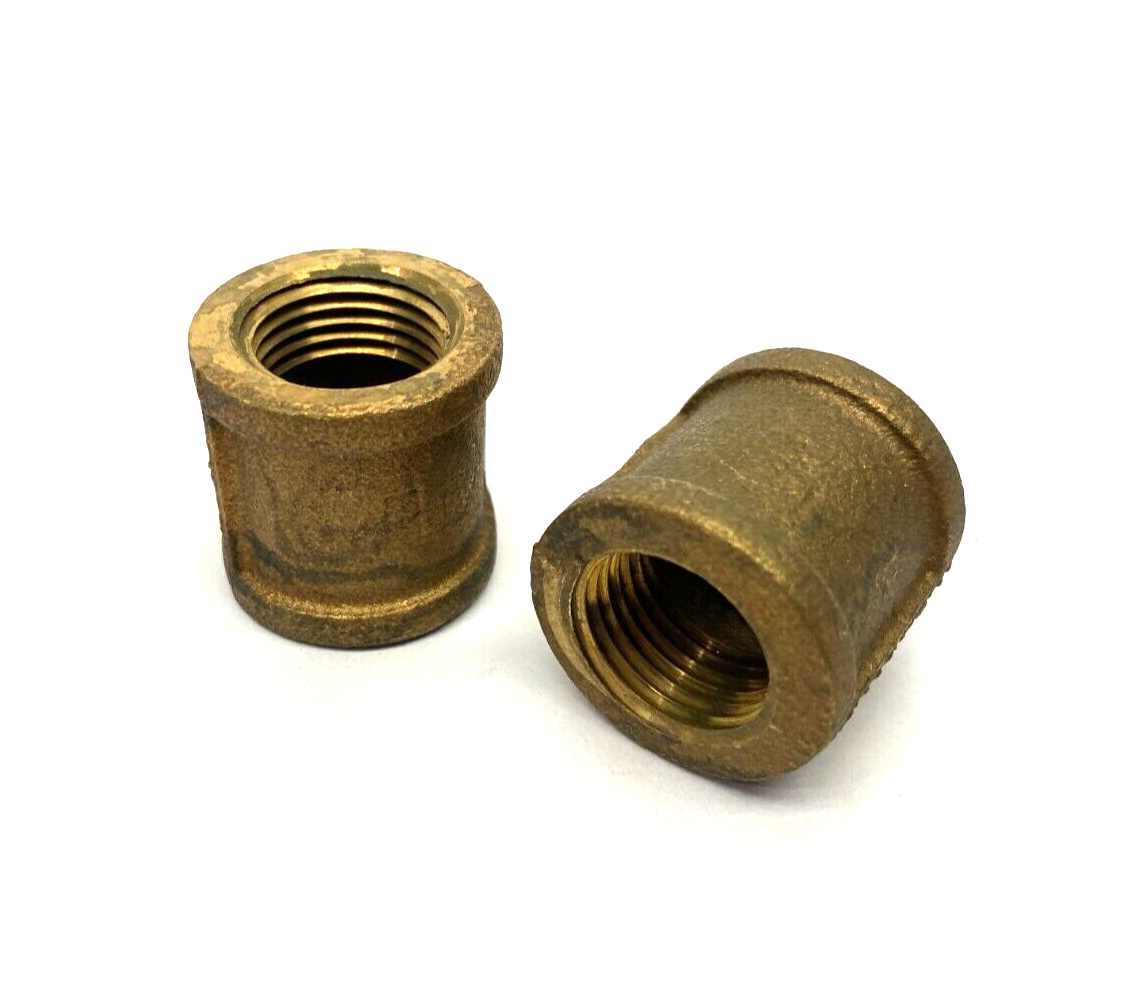 Bronze Female Pipe Nipple Adapter Fitting 1/2" to 1/2" FNPT LOT OF 2 - Maverick Industrial Sales