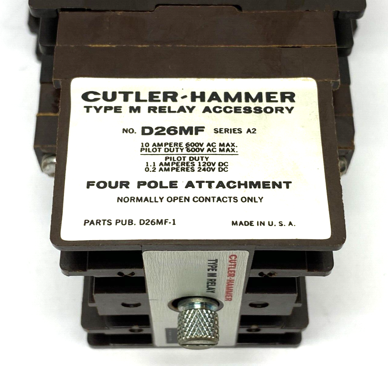 Cutler-Hammer D26MRD524B1 Type M Relay w/ Magnetic and Rear Deck - Maverick Industrial Sales