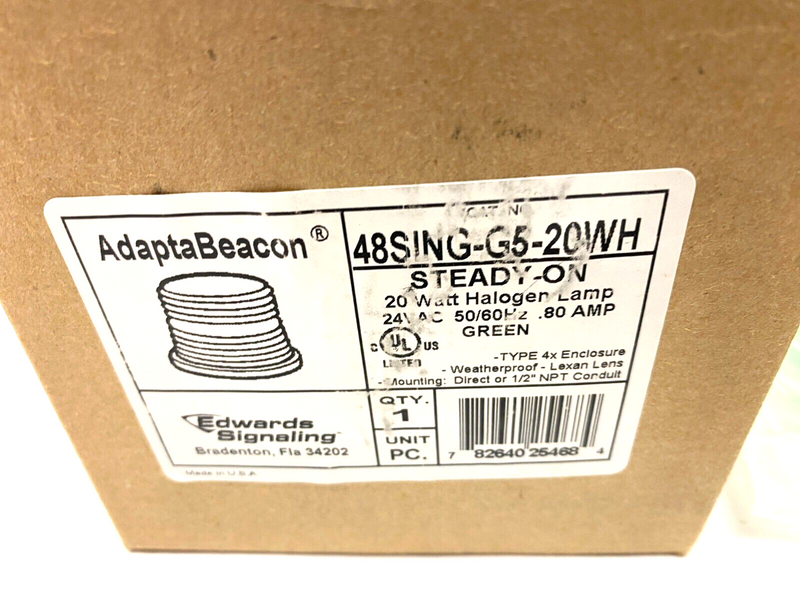 Edwards Signaling 48SING-G5-20WH AdaptaBeacon Steady-On Halogen Lamp GREEN - Maverick Industrial Sales