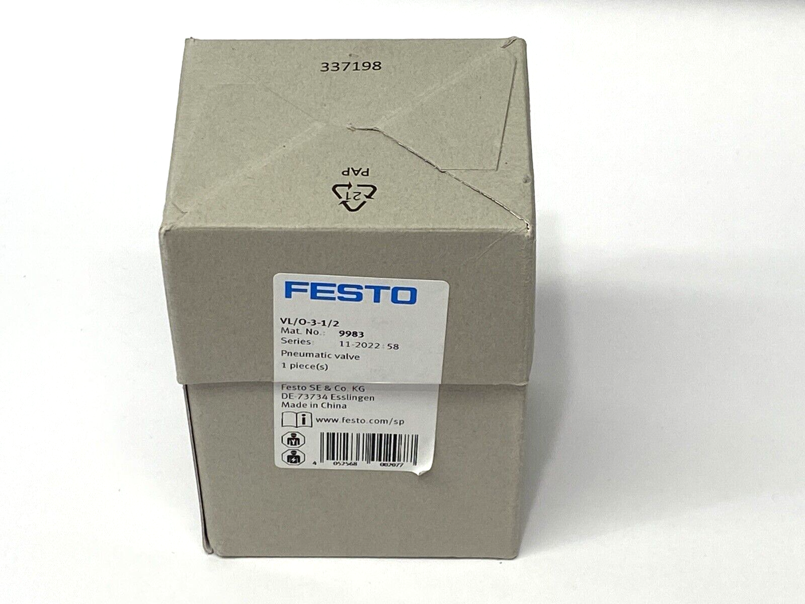 Festo VL/O-3-1/2 Pneumatic Valve 9983 - Maverick Industrial Sales