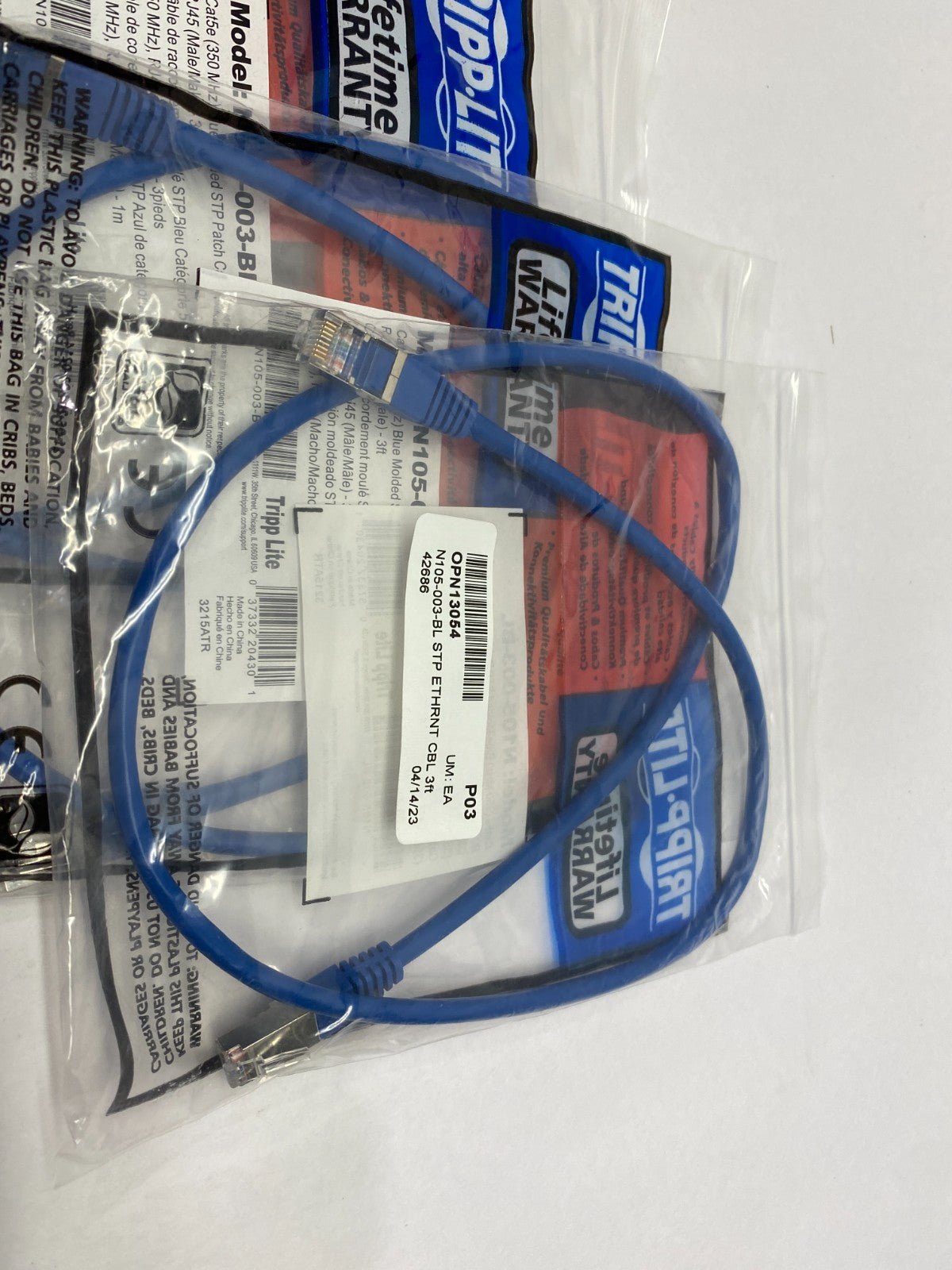 N105-003-BL | Tripp Lite Cat5e Molded Ethernet Patch Cable LOT OF 4 - New - Maverick Industrial Sales