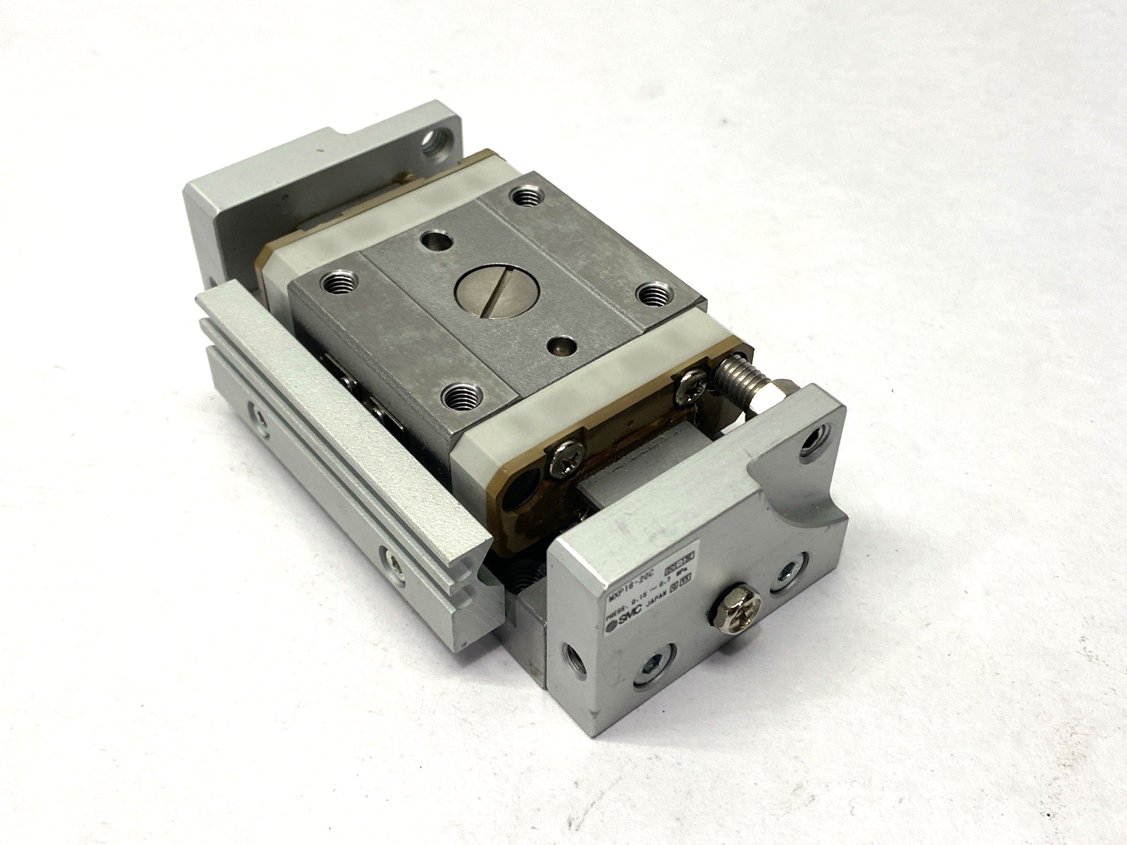 SMC MXP16-20C Pneumatic Slide Table MISSING SHOCK ABSORBER - Maverick Industrial Sales