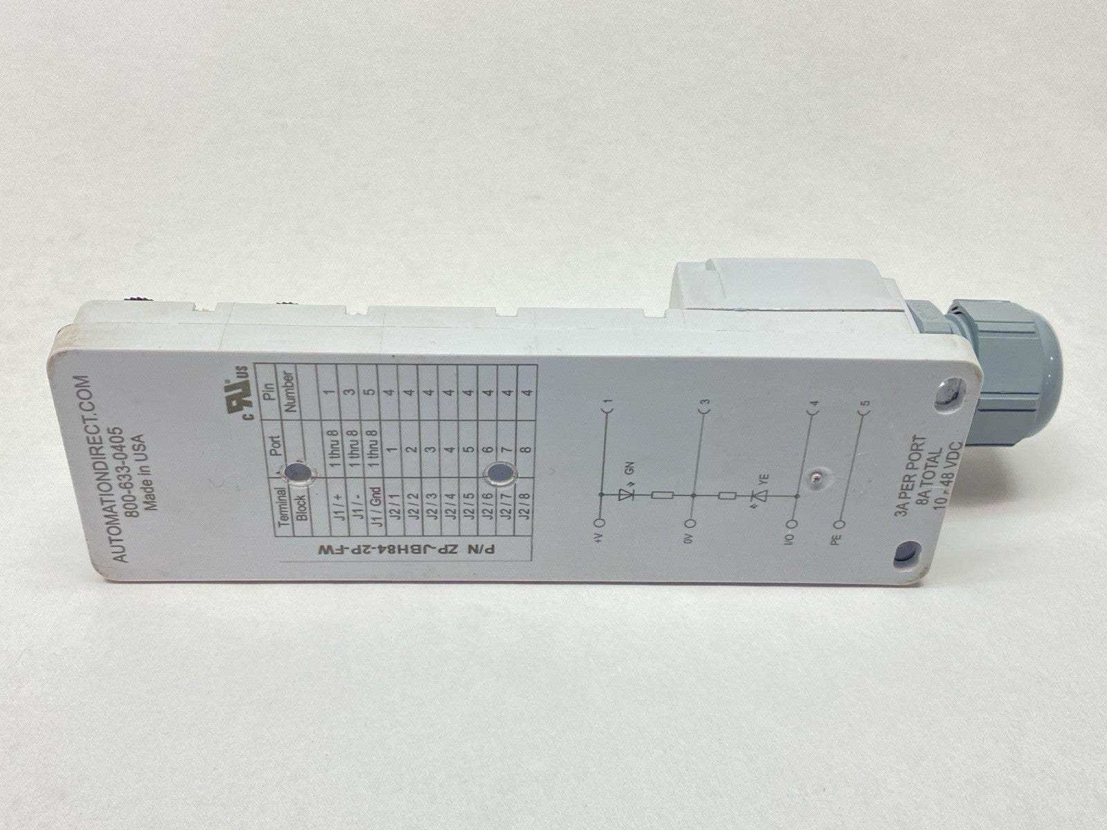 ZP-JBH84-2P-FW | Automation Direct ZIPport Junction Block 8-Port M12 5-Pin 3A 48V - New – Open box - Maverick Industrial Sales
