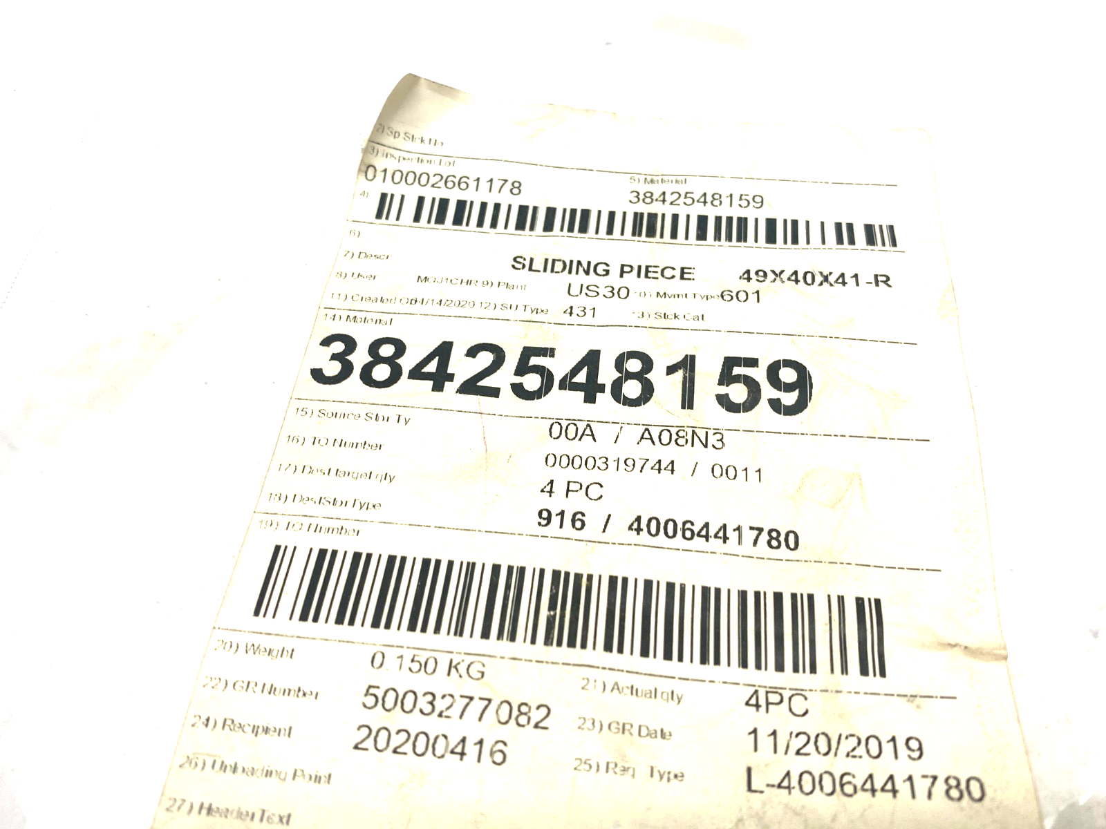 Bosch Rexroth 3842548159 Sliding Piece 49X40X41-R LOT OF 4 - Maverick Industrial Sales