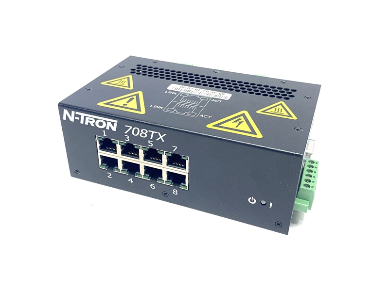 Red Lion N-Tron 708TX 8-Port Fully Managed Ethernet Switch, 10/100BaseTX RJ-45 - Maverick Industrial Sales