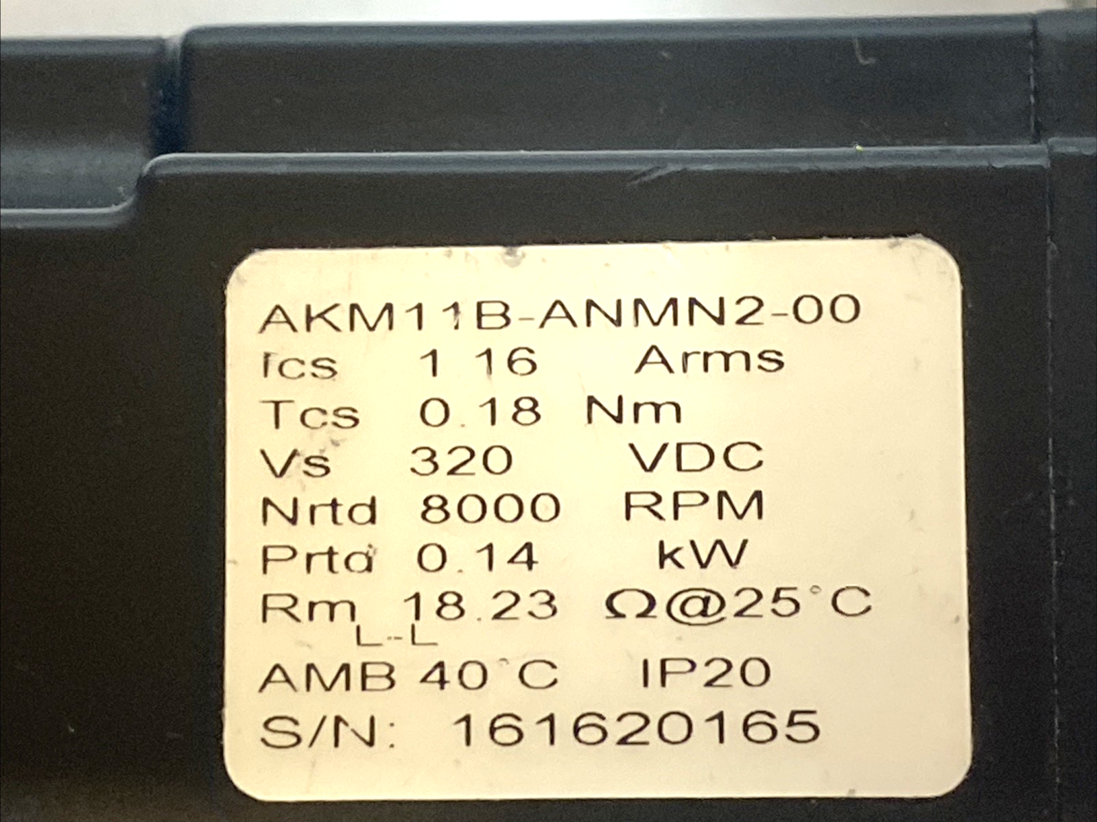 Kollmorgen AKM11B-ANMN2-00 Brushless AC Servo Motor 0.18Nm 8000RPM 320VDC - Maverick Industrial Sales