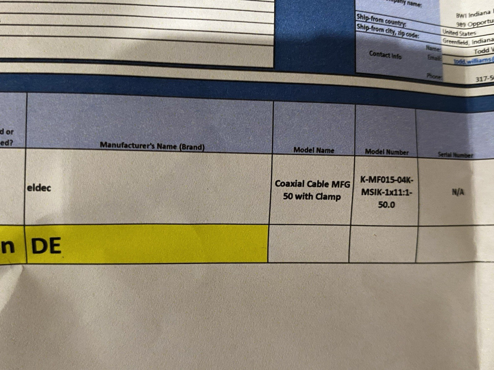 Eldec K-MF015-04K-MSIK-1x11:1-50.0 Coaxial Cable for Induction Heating Generator - Maverick Industrial Sales