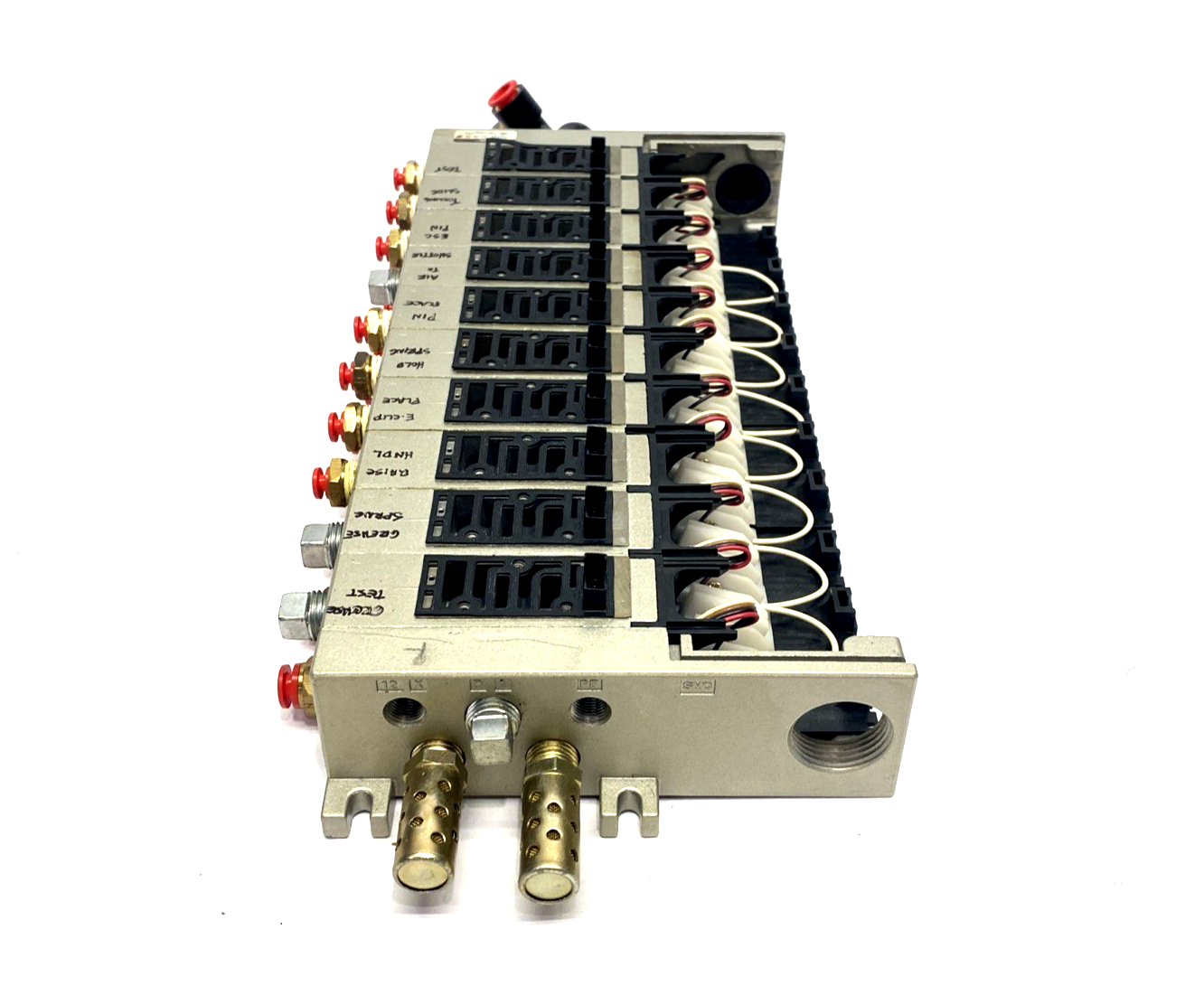 VV5FS2-01T1-101-02T | SMC Solenoid Valve Manifold, 5-Port, 10-Station, 1/4" NPT - Used - Maverick Industrial Sales