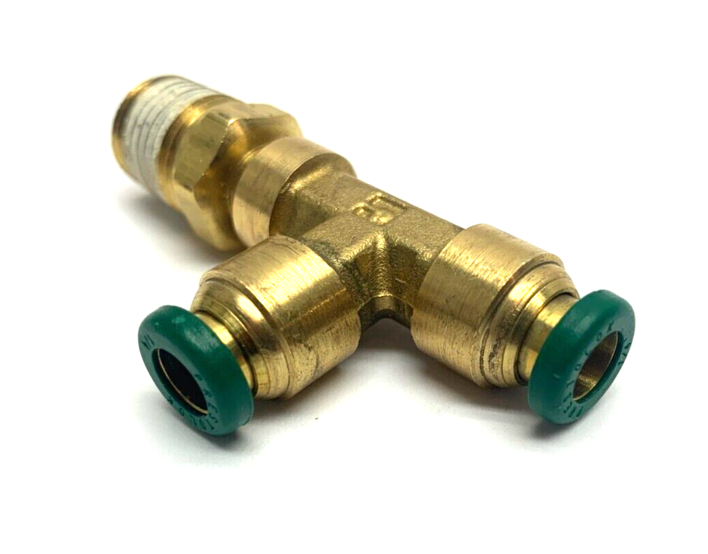 Parker 171PTC-4-4 Push-To-Connect Swivel Brass Run Tee 1/4" Tube and Thread - Maverick Industrial Sales