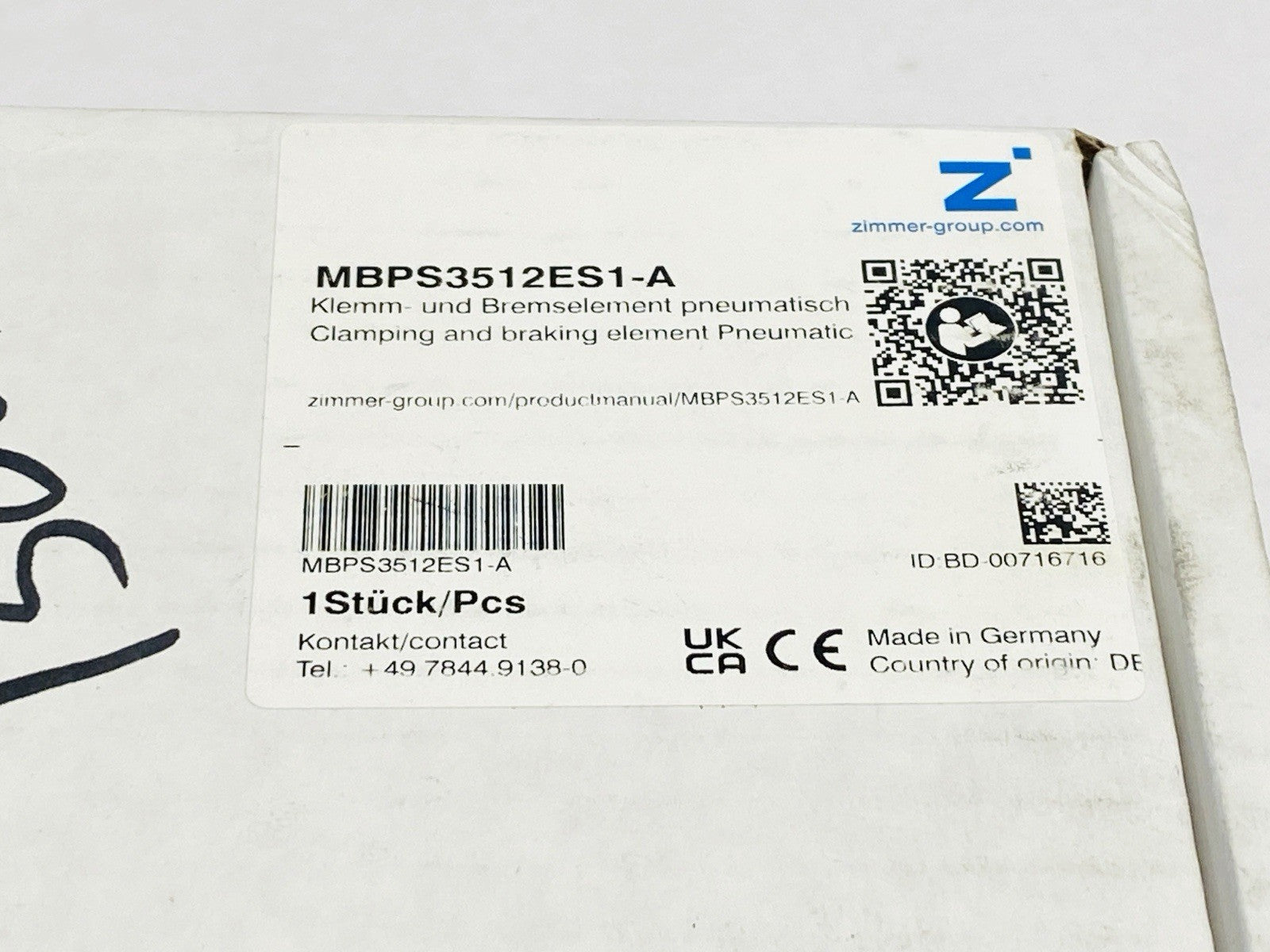 Zimmer MBPS3512ES1-A Pneumatic Clamping And Braking Element - Maverick Industrial Sales