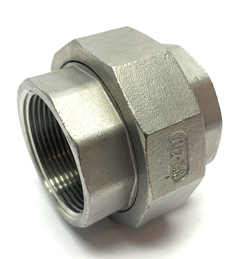 1 1/2"-150 Hex Union Coupling Pipe Fitting Female Thread 304 - Maverick Industrial Sales