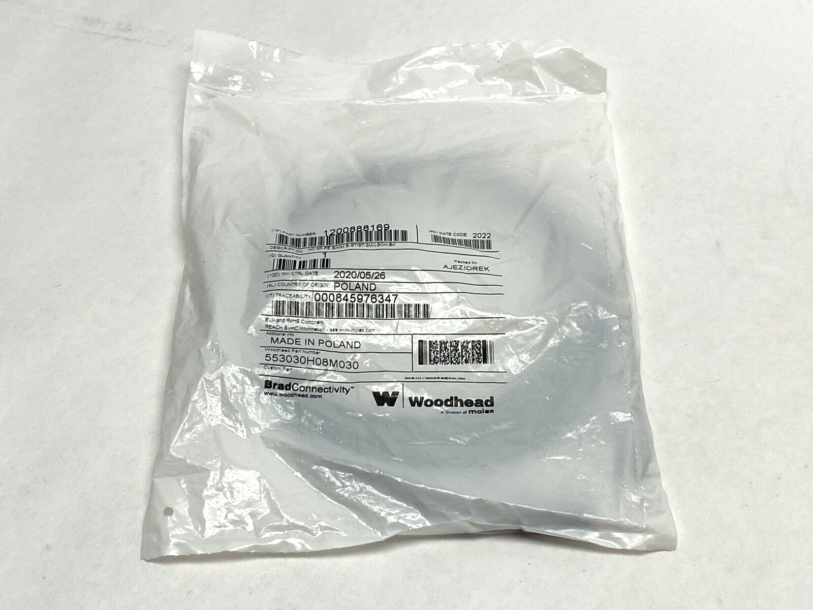 Molex Brad Connectivity 1200888169 Double-Ended Cordset - Maverick Industrial Sales