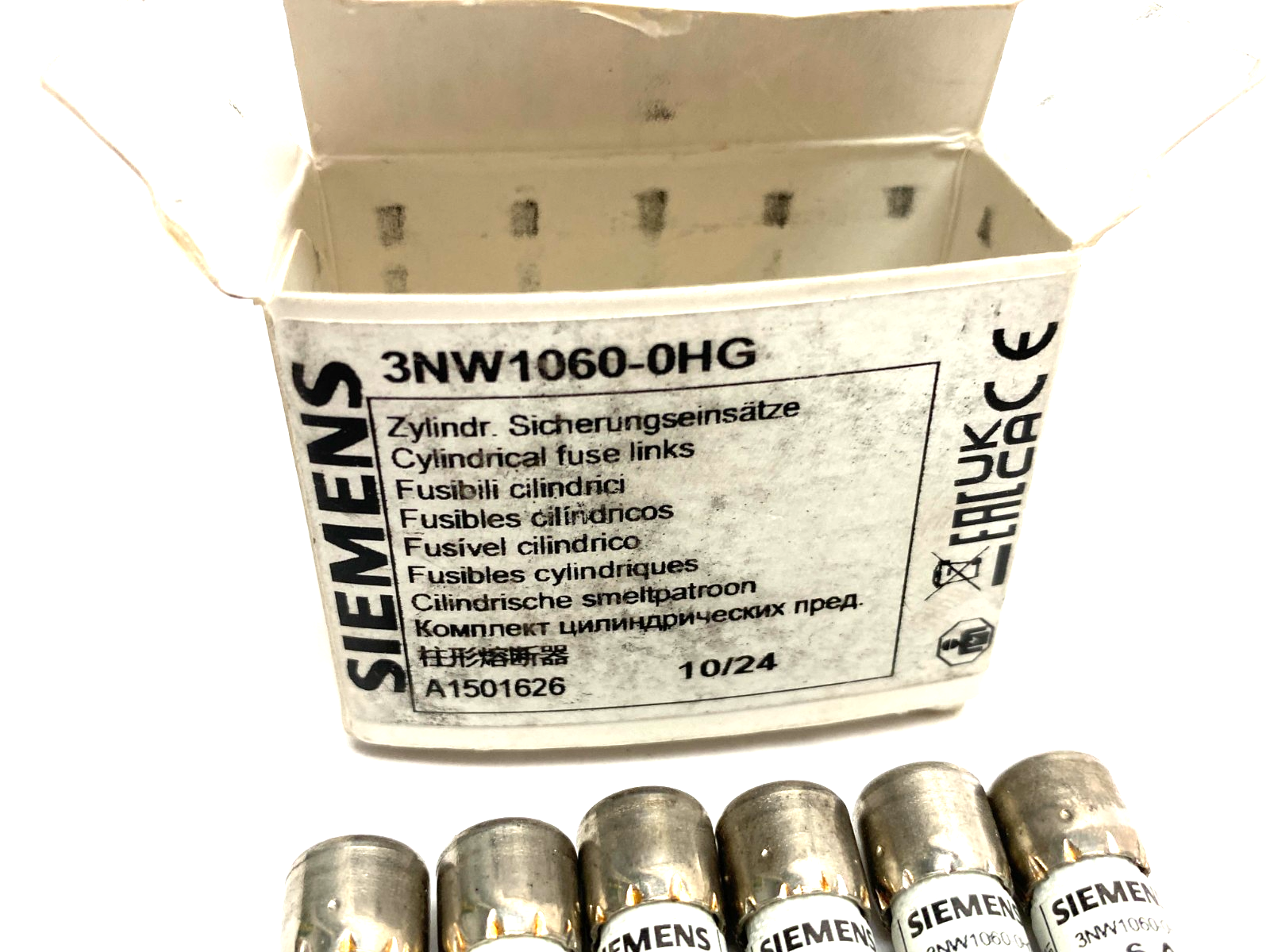 Siemens 3NW1060-0HG SENTRON Cylindrical Fuse, Slow-Blow, 6A, BOX OF 6 - Maverick Industrial Sales