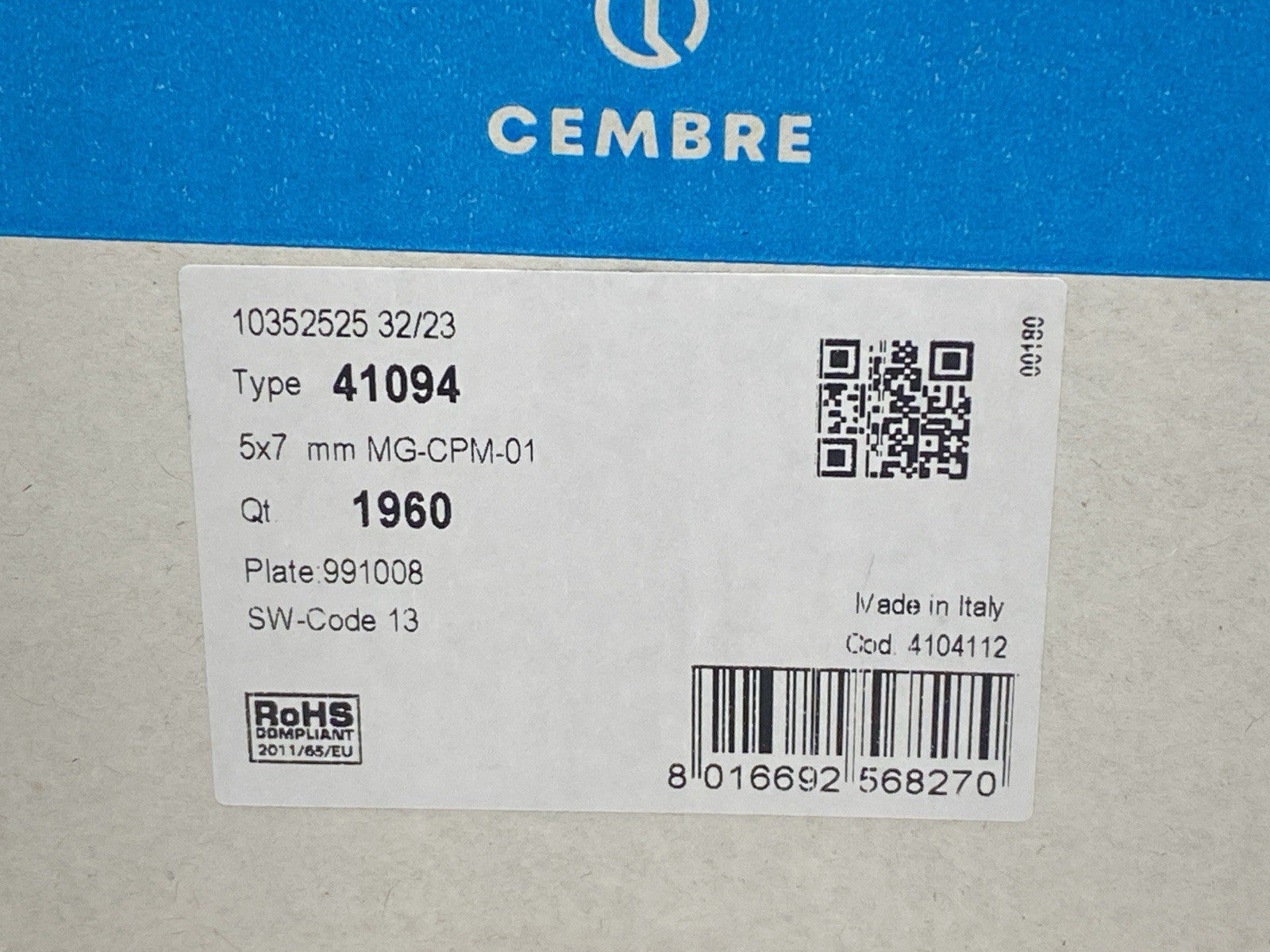 Cembre 41094 Terminal Marker Tags MG-CPM-01 PKG OF 1960 - Maverick Industrial Sales