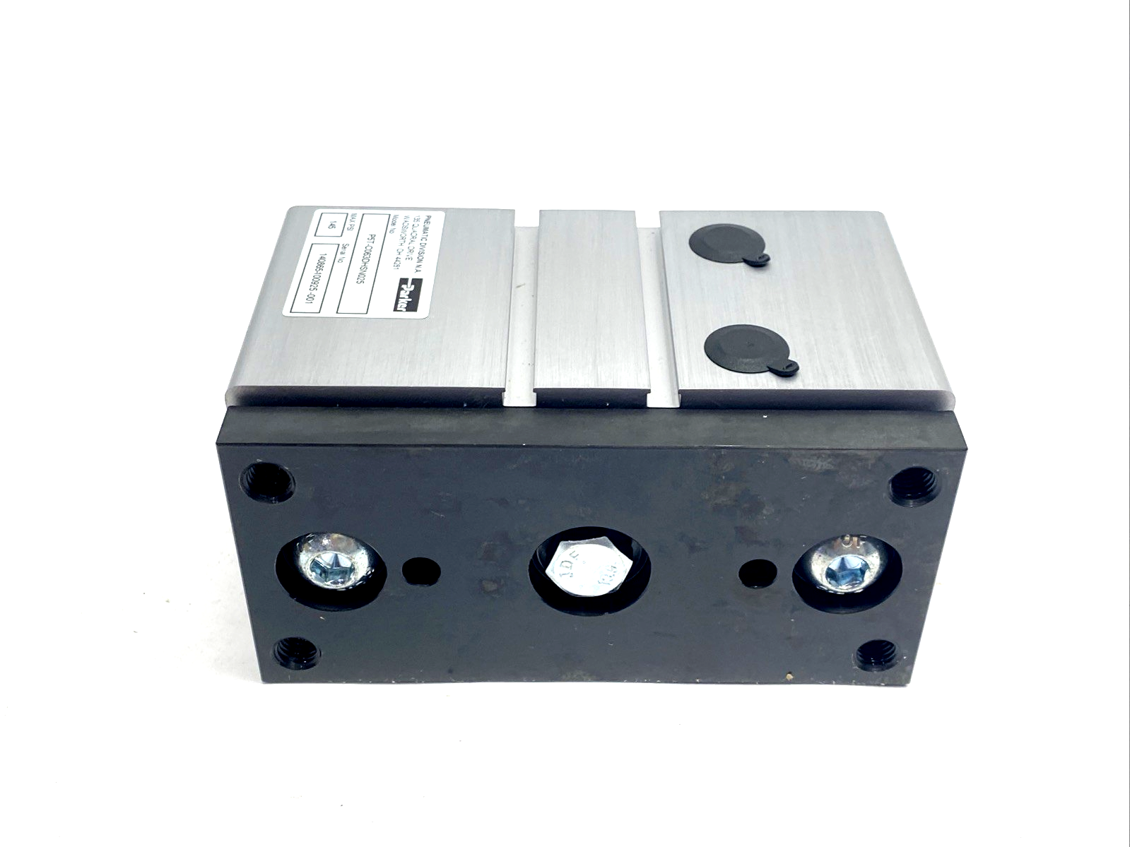 P5T-C063DHSN025 | Parker Pneumatic Guided Cylinder 145 PSI 63mm Bore 25mm Stroke - New – Open box - Maverick Industrial Sales