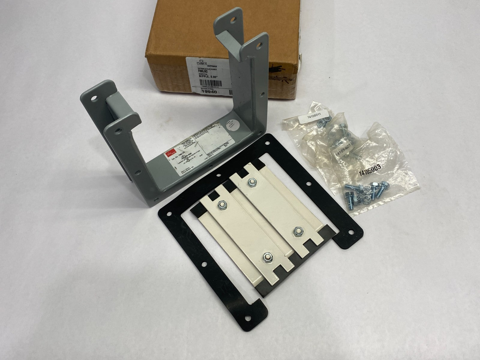 F66LN2 | Hoffman nVent Wireway Nipple Lay-in Hinged Cover 6" x 6" x 2" Gray Steel - New – Open box - Maverick Industrial Sales