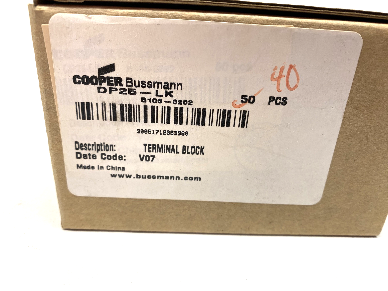 Cooper Bussmann DP25-LK Terminal Block LOT OF 40 - Maverick Industrial Sales